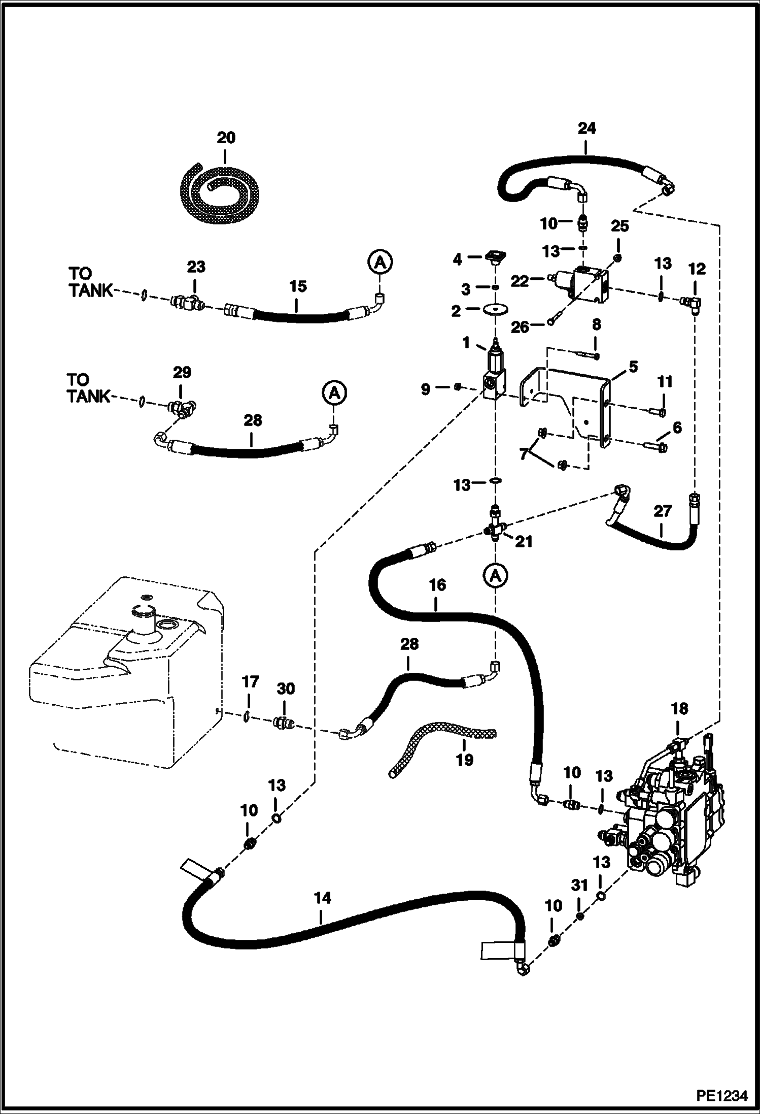 Схема запчастей Bobcat 800s - MANUAL LIFT RELEASE SYSTEM & BRAKE (S/N 518911354, 516811037, 517511033 & Above) HYDRAULIC SYSTEM