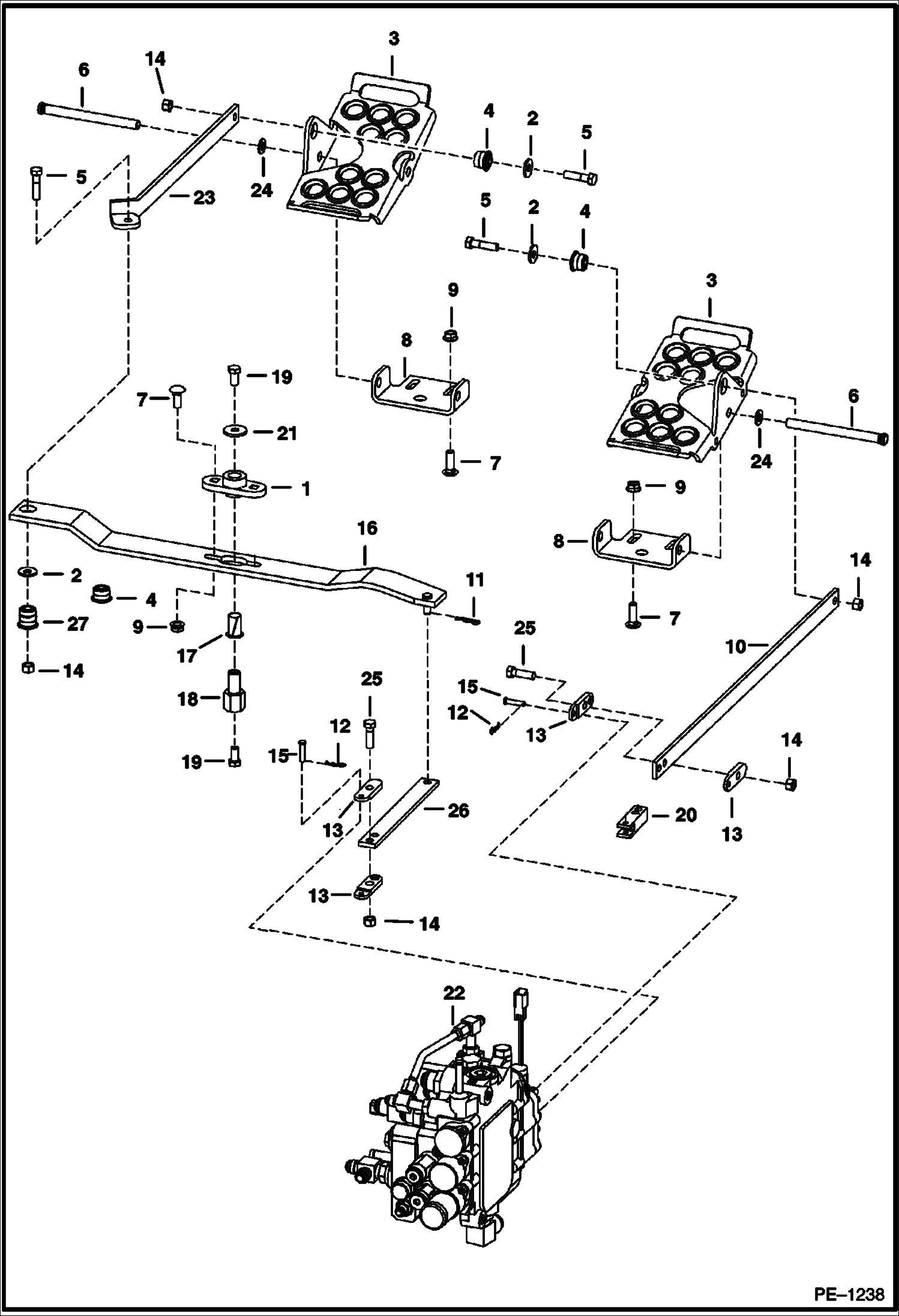 Схема запчастей Bobcat T-Series - CONTROL PEDALS HYDRAULIC SYSTEM