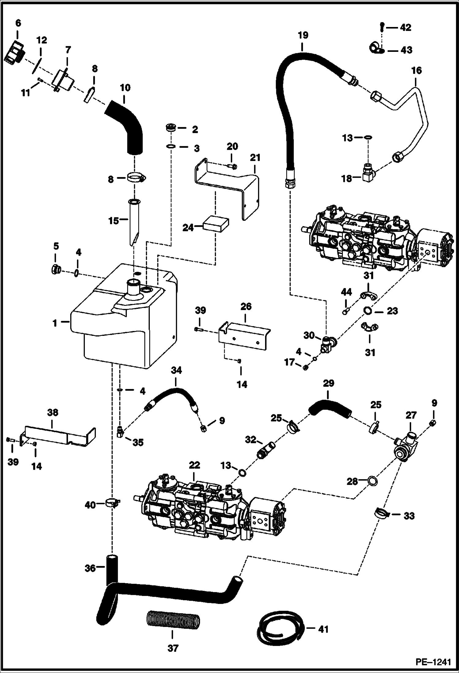 Схема запчастей Bobcat 800s - HYDROSTATIC CIRCUITRY (S/N 5189 11353, 5168 11036, 5175 11032 & Below) HYDROSTATIC SYSTEM