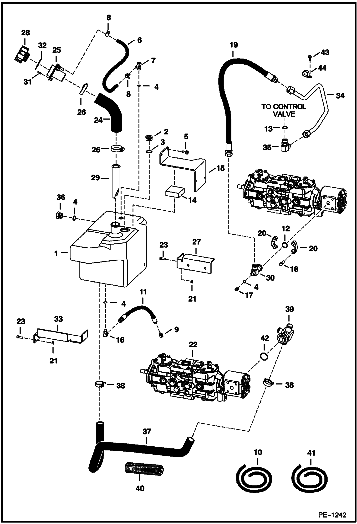 Схема запчастей Bobcat T-Series - HYDROSTATIC CIRCUITRY (S/N 5189 11354 - 16260, 5168 11037 - 15100, 5175 11033) HYDROSTATIC SYSTEM