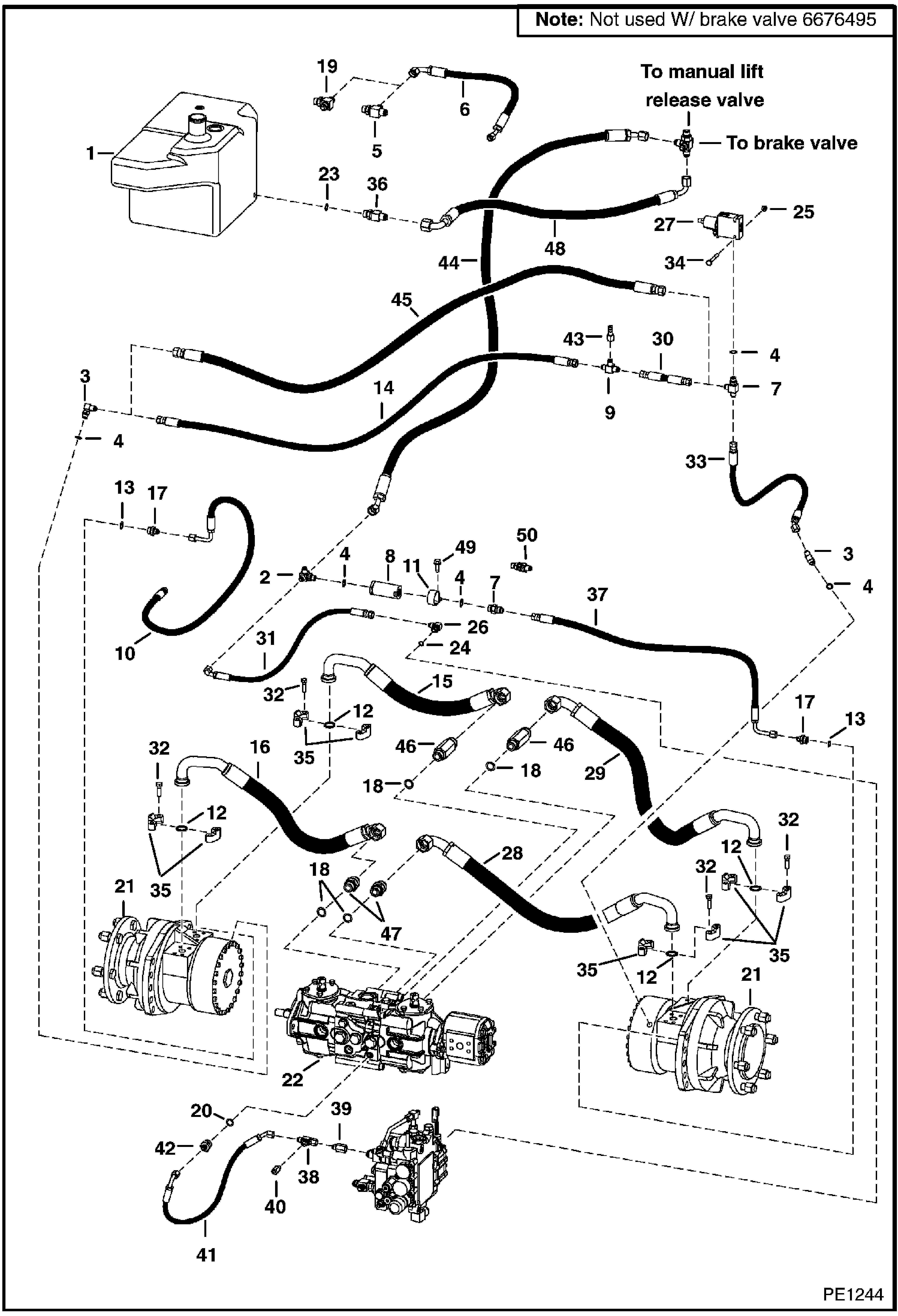 Схема запчастей Bobcat 800s - HYDROSTATIC CIRCUITRY (S/N 5189 11354, 5168 11037, 5175 11033 & Above) HYDROSTATIC SYSTEM