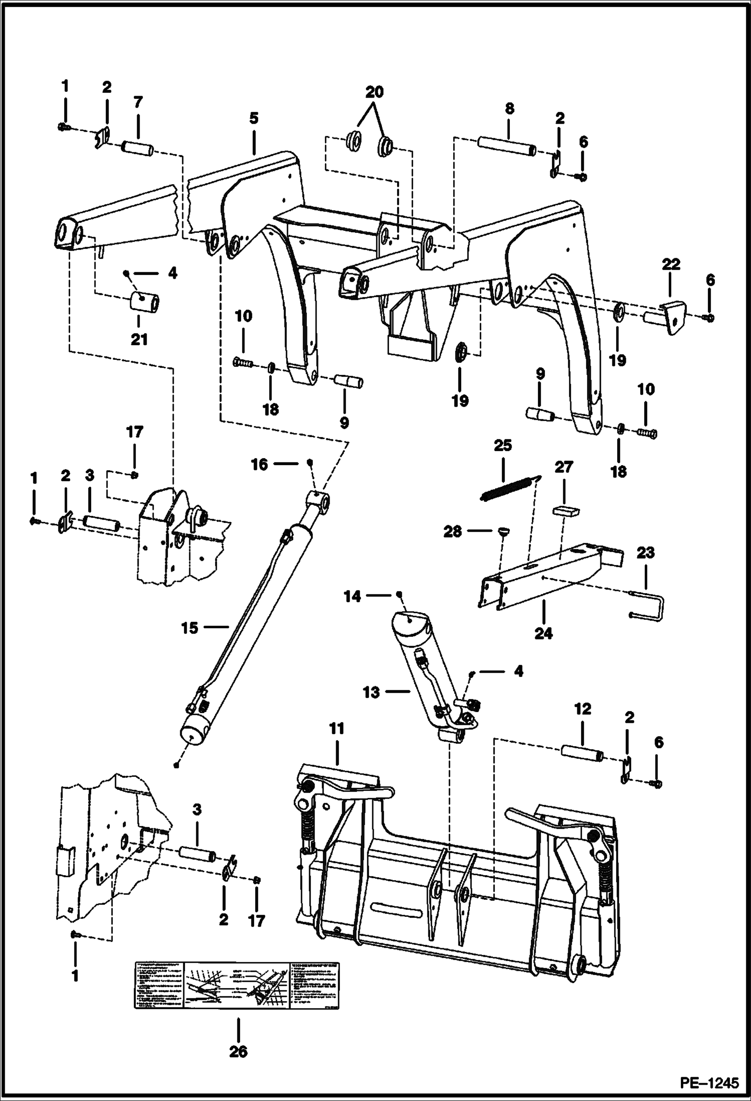 Схема запчастей Bobcat 400s - LIFT ARMS & BOB-TACH MAIN FRAME