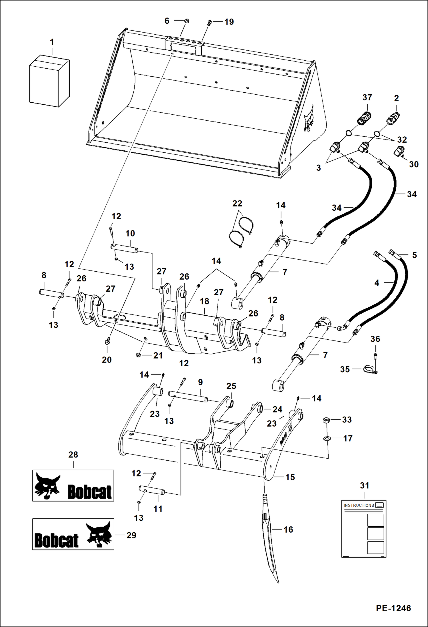 Схема запчастей Bobcat GRAPPLES - 32 UTILITY GRAPPLE - 463 & 500 Series Loader