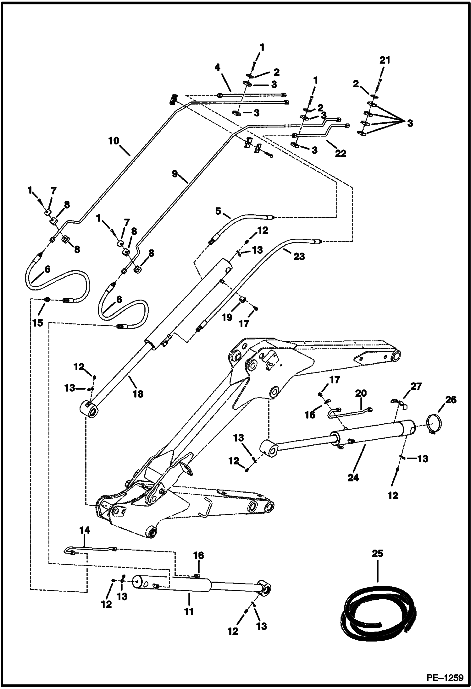 Схема запчастей Bobcat 320 - HYDRAULIC CIRCUITRY (Boom & Arm) HYDRAULIC SYSTEM