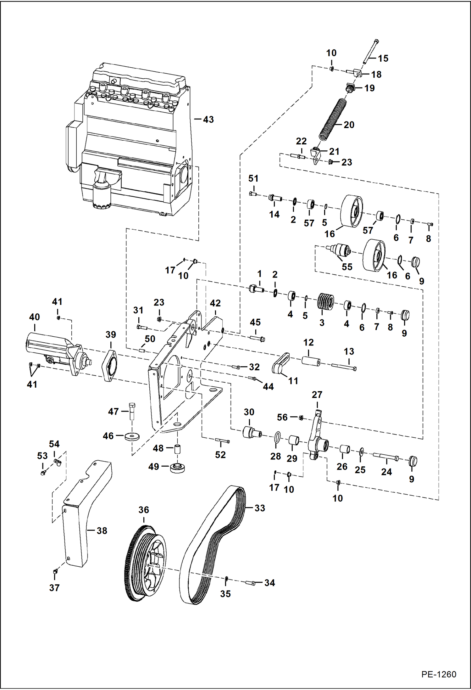 Схема запчастей Bobcat 900s - ENGINE & ATTACHING PARTS (Belt Drive System) POWER UNIT