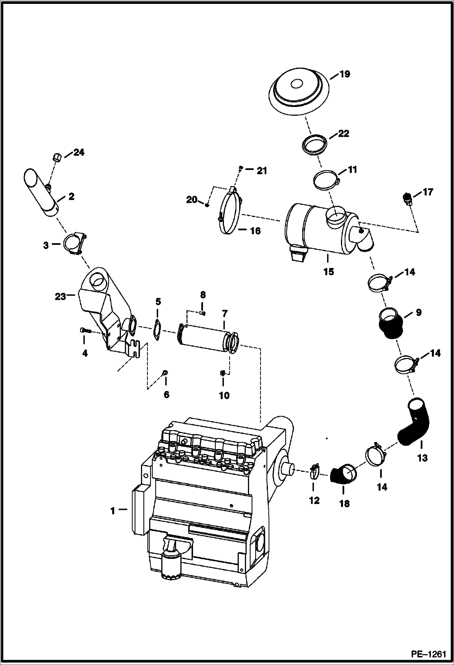 Схема запчастей Bobcat 900s - ENGINE & ATTACHING PARTS (Air Cleaner & Muffler) POWER UNIT