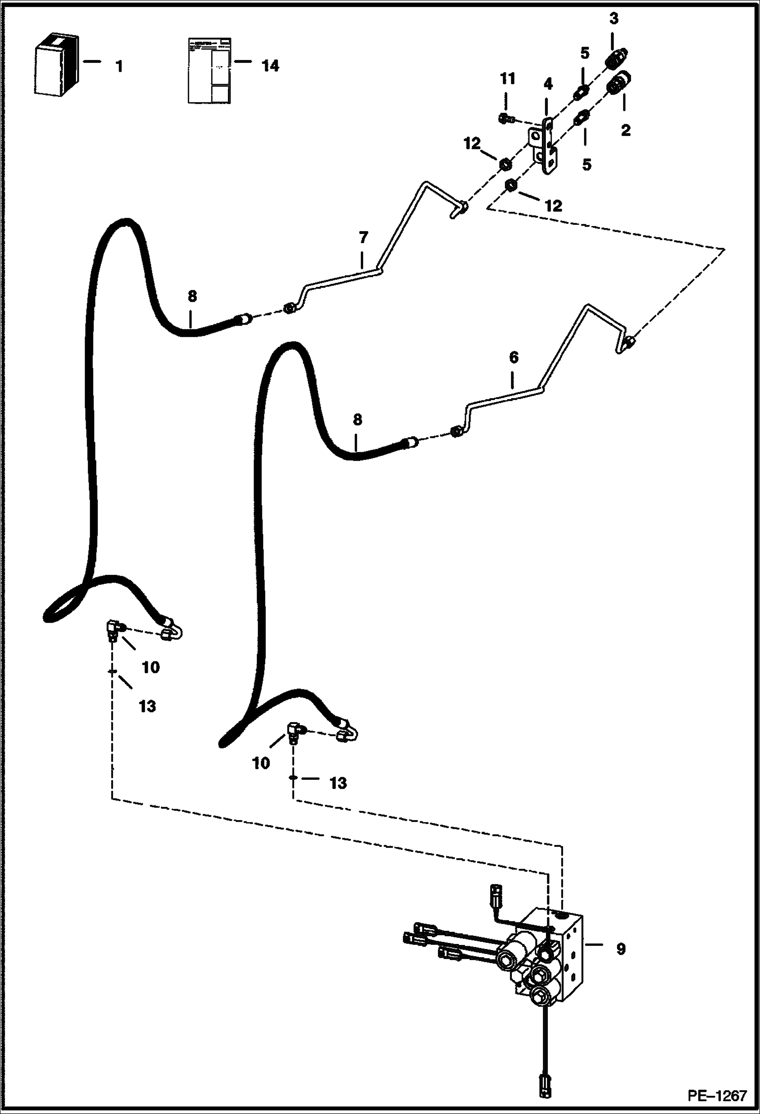 Схема запчастей Bobcat T-Series - FRONT AUXILIARY (RH Kit) (519311762 & Above, 519411112 & Above, 527011001 & Abov, 527911001 & Abov) ACCESSORIES & OPTIONS