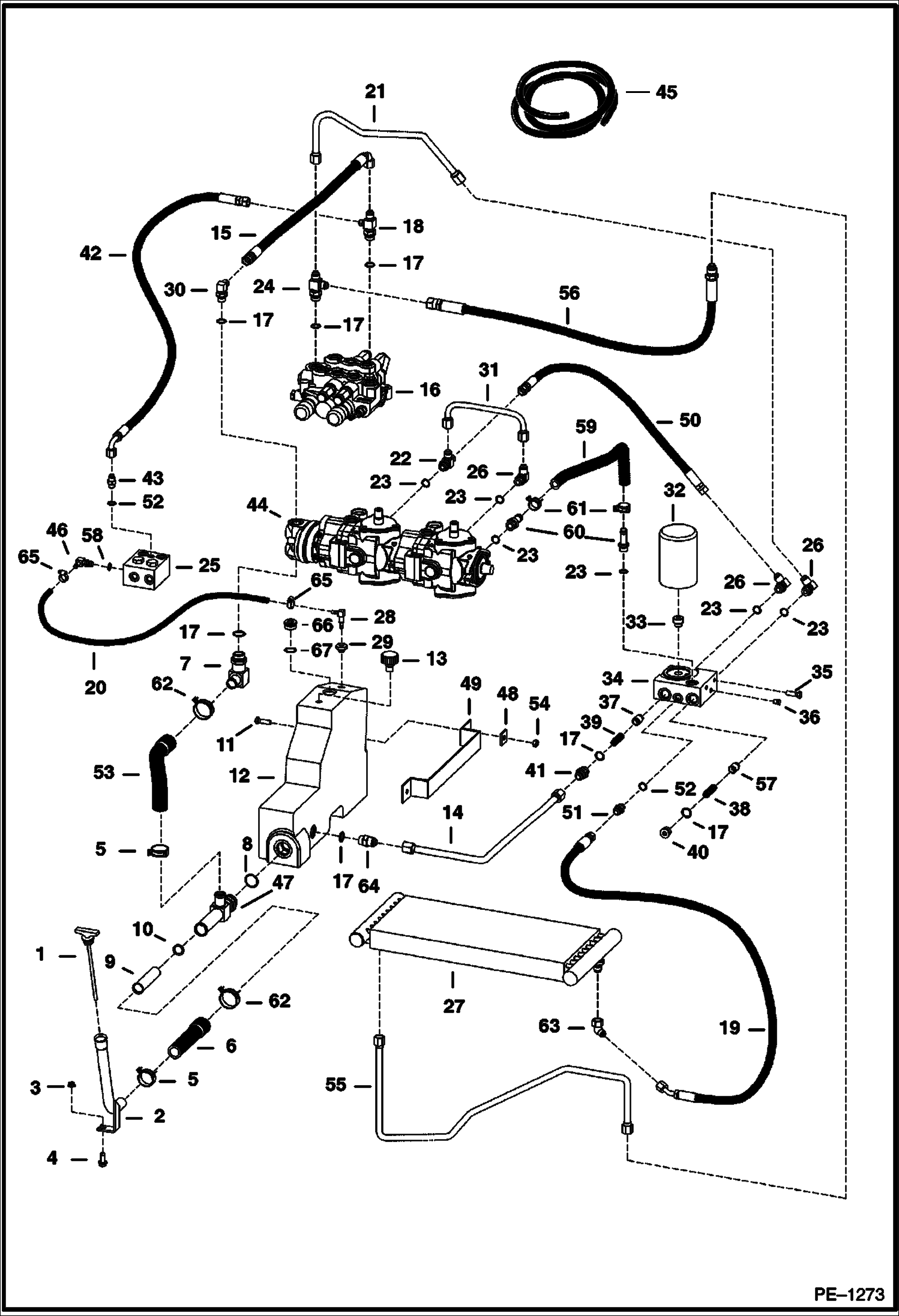 Схема запчастей Bobcat 400s - HYDROSTATIC CIRCUITRY (S/N 5200 11539 & Below, 5199 11334 & Below) HYDROSTATIC SYSTEM