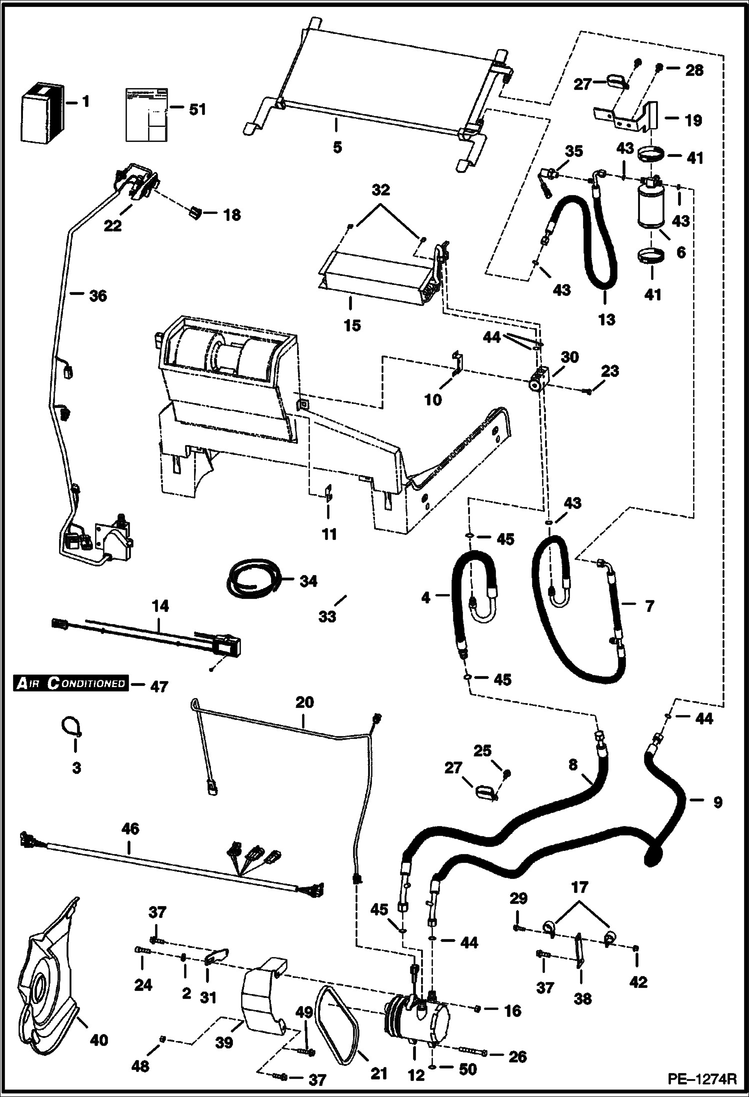 Схема запчастей Bobcat 700s - HEATER & A/C (A/C Kit) (S/N 519015064 & Above) ACCESSORIES & OPTIONS