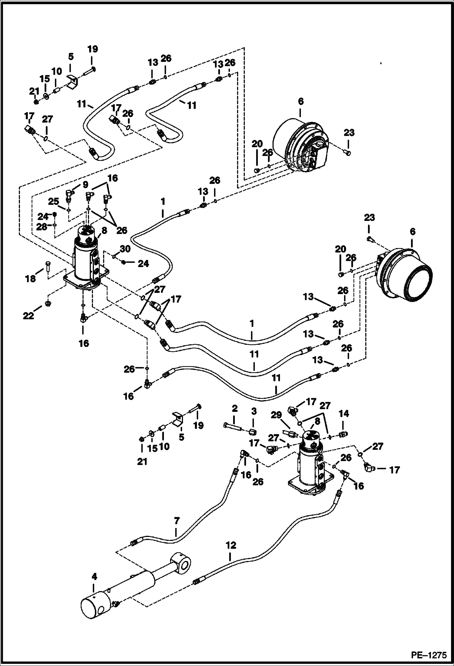 Схема запчастей Bobcat 325 - HYDRAULIC CIRCUITRY (S/N 232312279 & Below and 232412042 & Below) HYDRAULIC SYSTEM