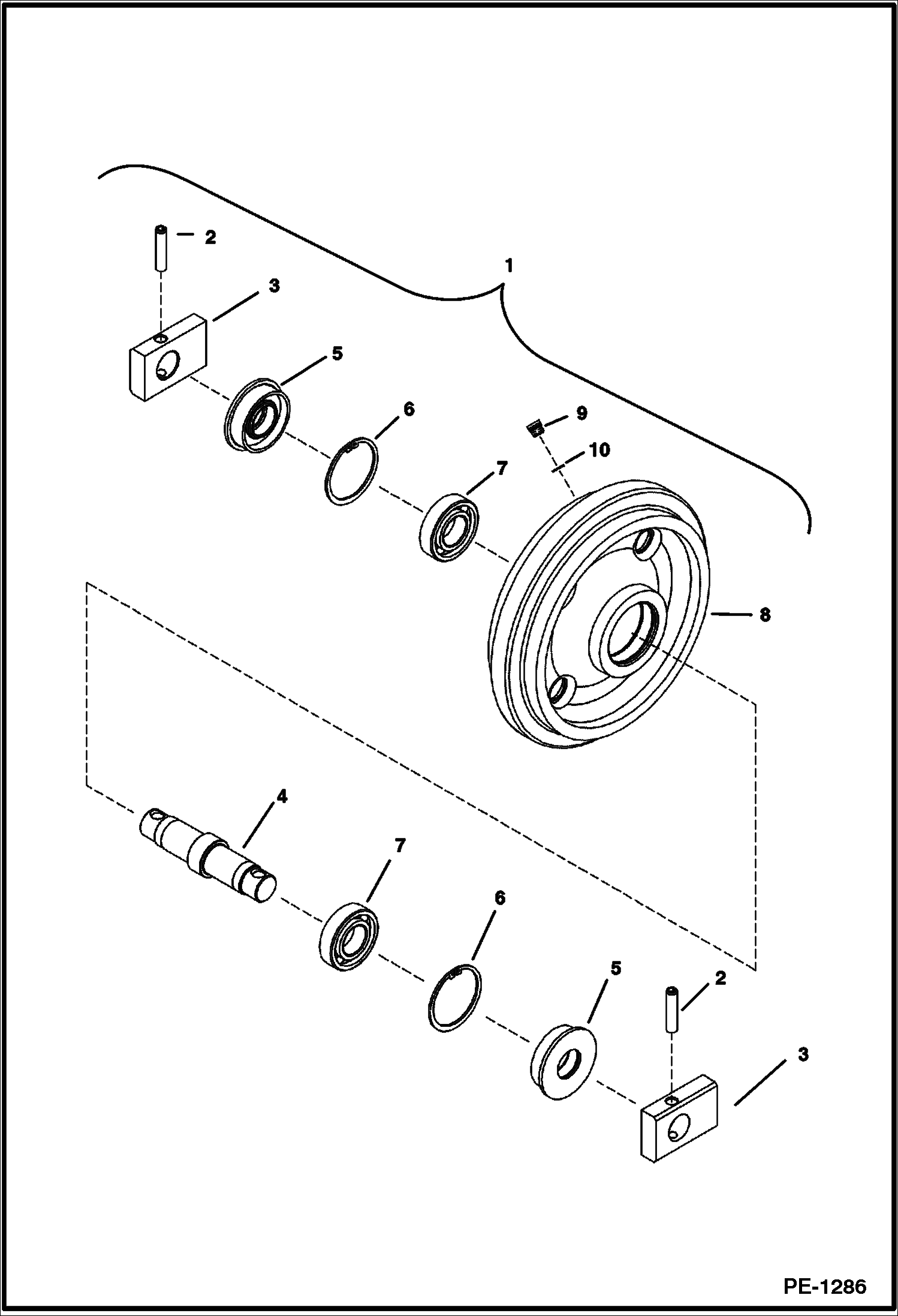 Схема запчастей Bobcat 322 - FRONT IDLER (S/N 223811360-223813024, 223511789-223516425) UNDERCARRIAGE