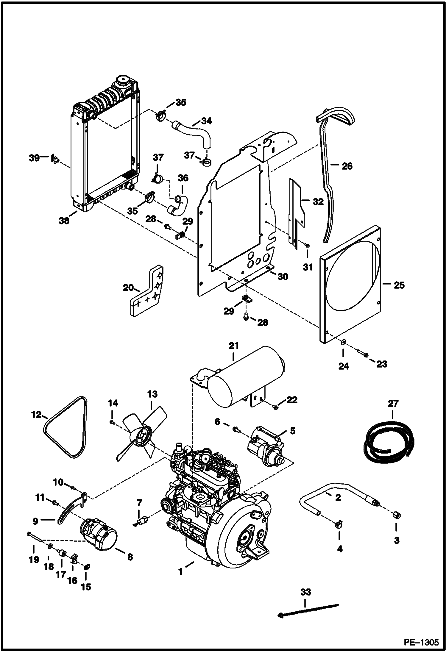 Схема запчастей Bobcat 322 - ENGINE & ATTACHING PARTS POWER UNIT