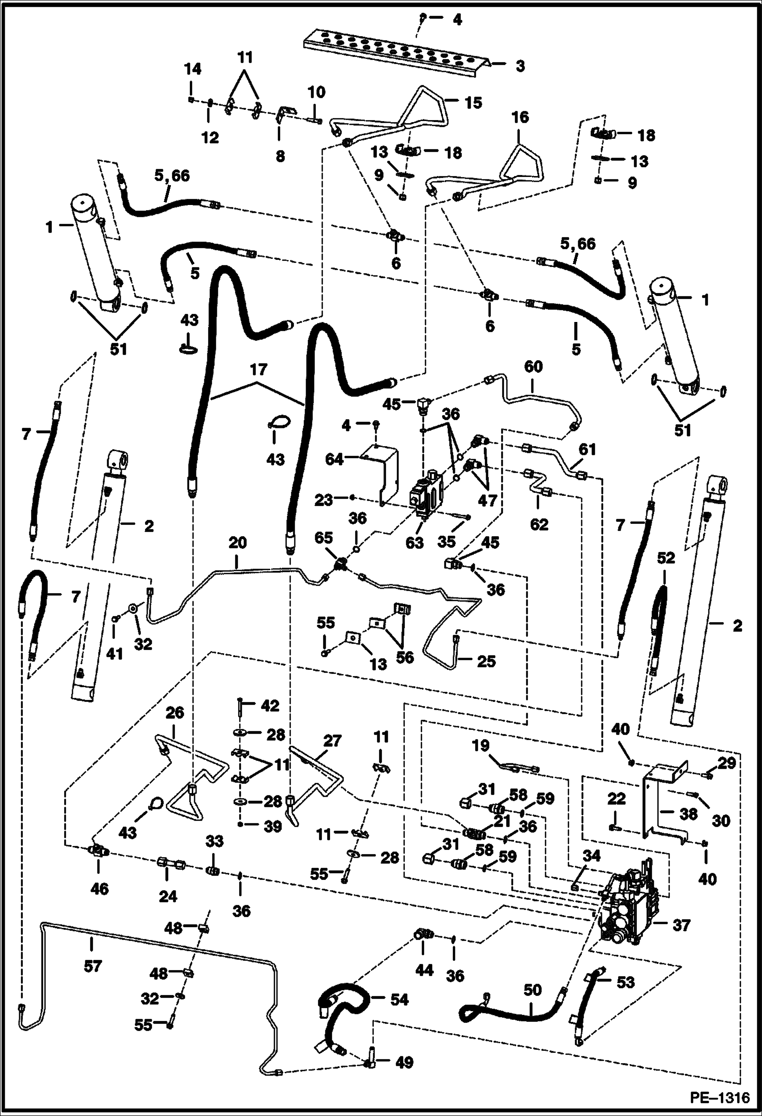 Схема запчастей Bobcat 700s - HYDRAULIC CIRCUITRY (W/BPV) (S/N 500K11039-11977, 517619259-20140 518012219-12386, 518112090-12245, 519018910-21020, 519212155-12363) HYDRAULIC SYSTEM