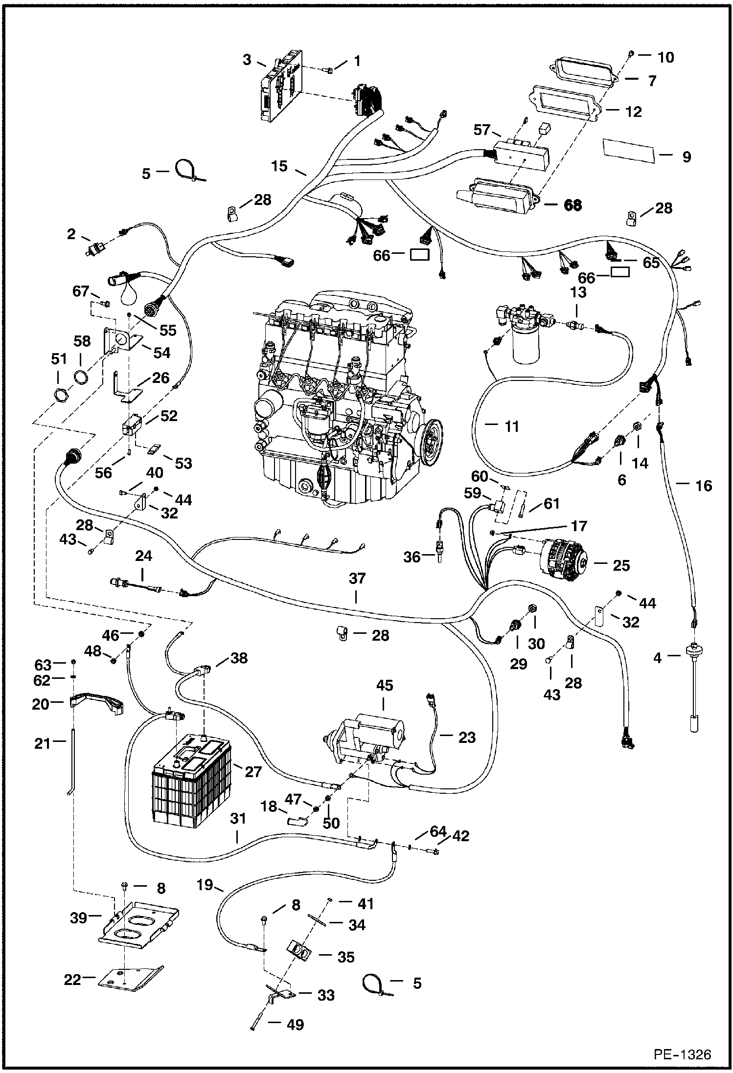 Схема запчастей Bobcat 800s - ENGINE ELECTRICAL (S/N 518912999, 516811999, 51751199 and Below) ELECTRICAL SYSTEM