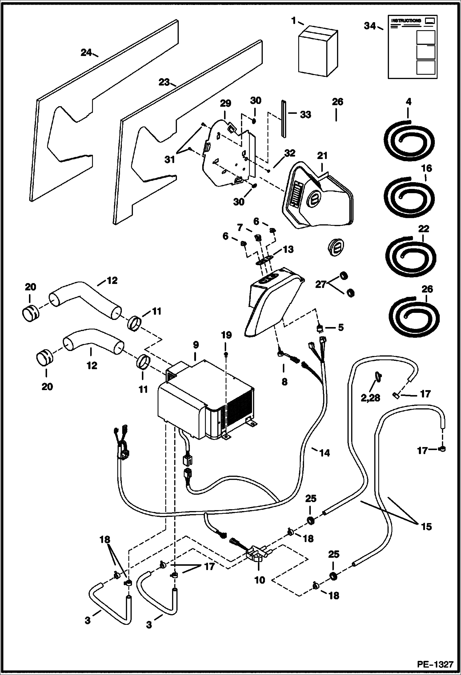 Схема запчастей Bobcat 334 - HEATER KIT ACCESSORIES & OPTIONS