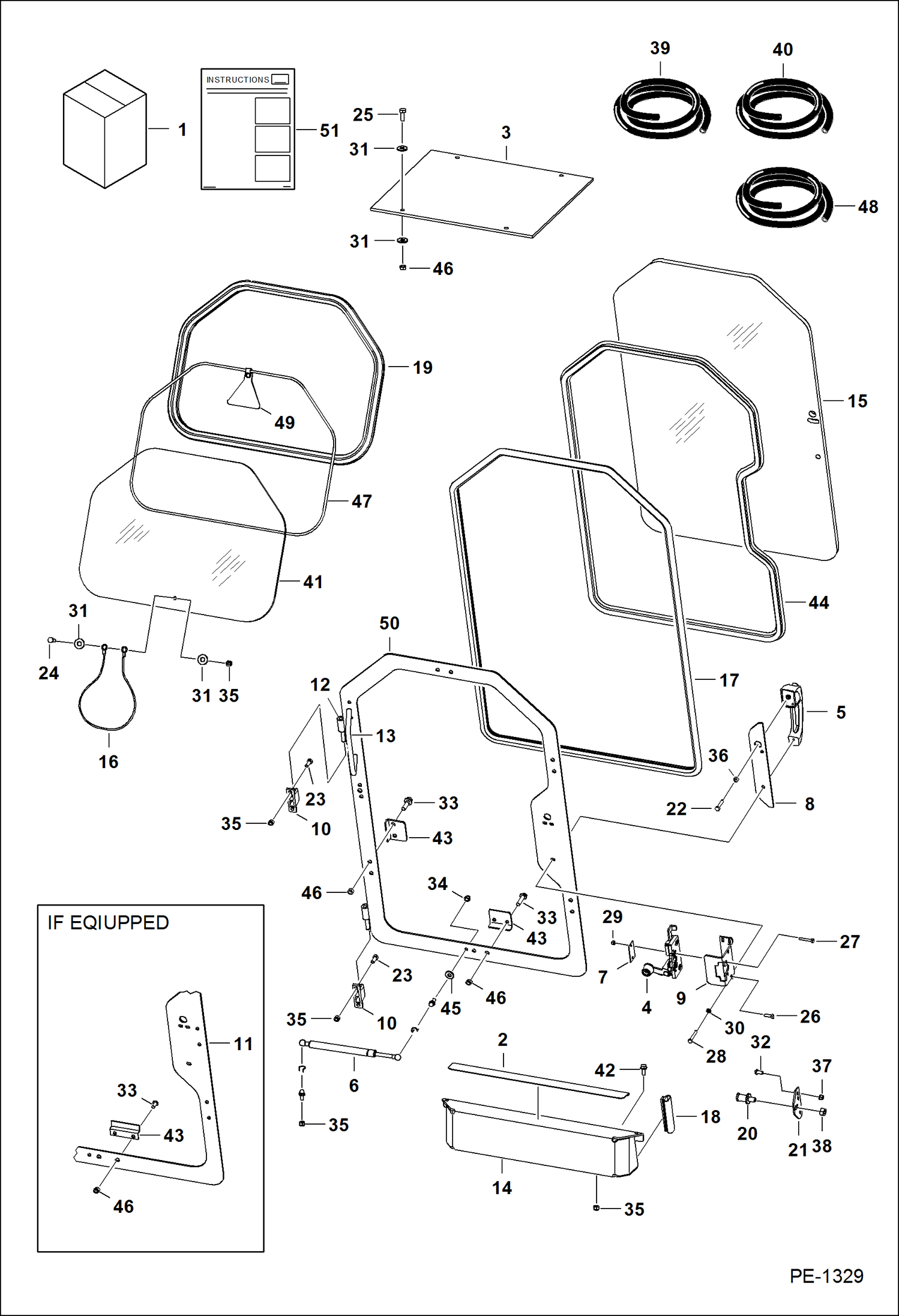 Схема запчастей Bobcat 400s - CAB ENCLOSURE (Special Applications) (S/N 5200 11711 & Above, 5199 11425 & Above) ACCESSORIES & OPTIONS