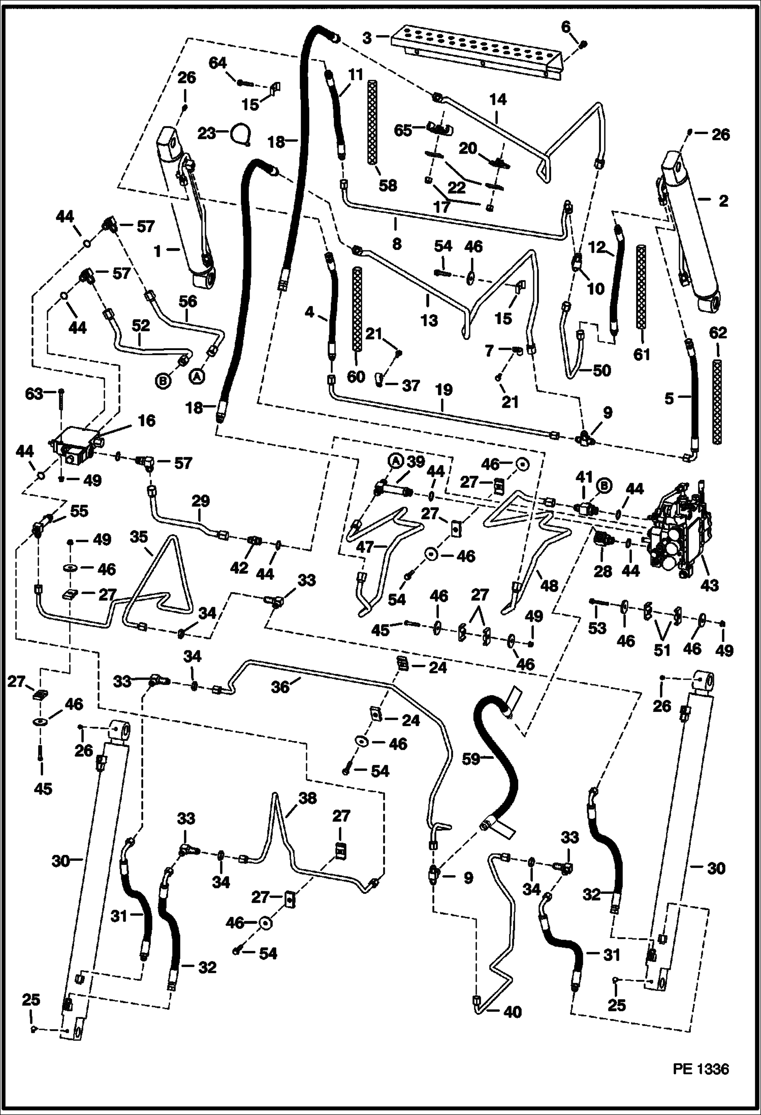 Схема запчастей Bobcat 800s - HYDRAULIC CIRCUITRY (W/ Bucket Positioning Valve) (S/N 514147759, 514241034, 517912083 & Above) HYDRAULIC SYSTEM