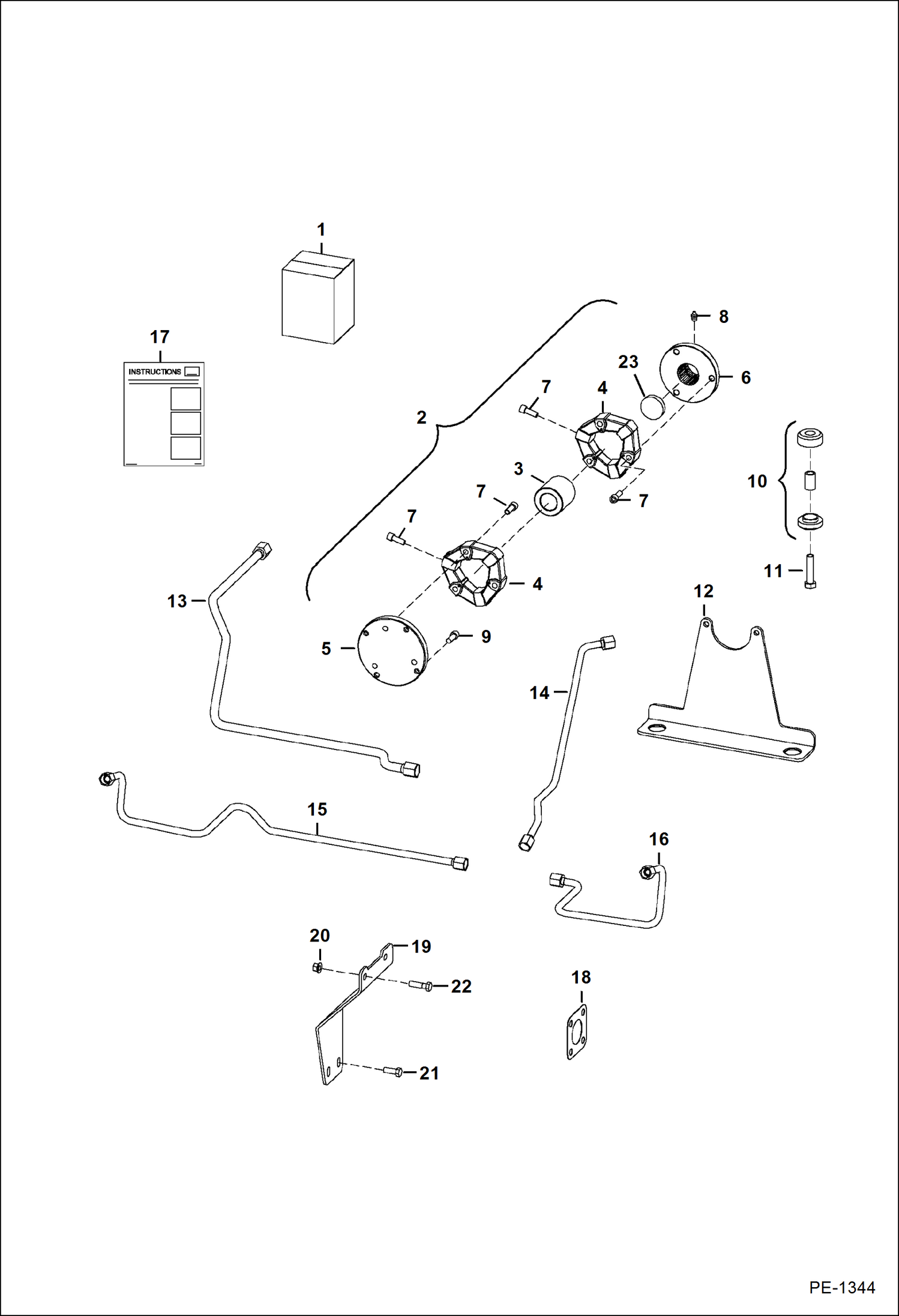 Схема запчастей Bobcat 500s - DRIVE COUPLER KIT (S/N 516313344 & Below) POWER UNIT