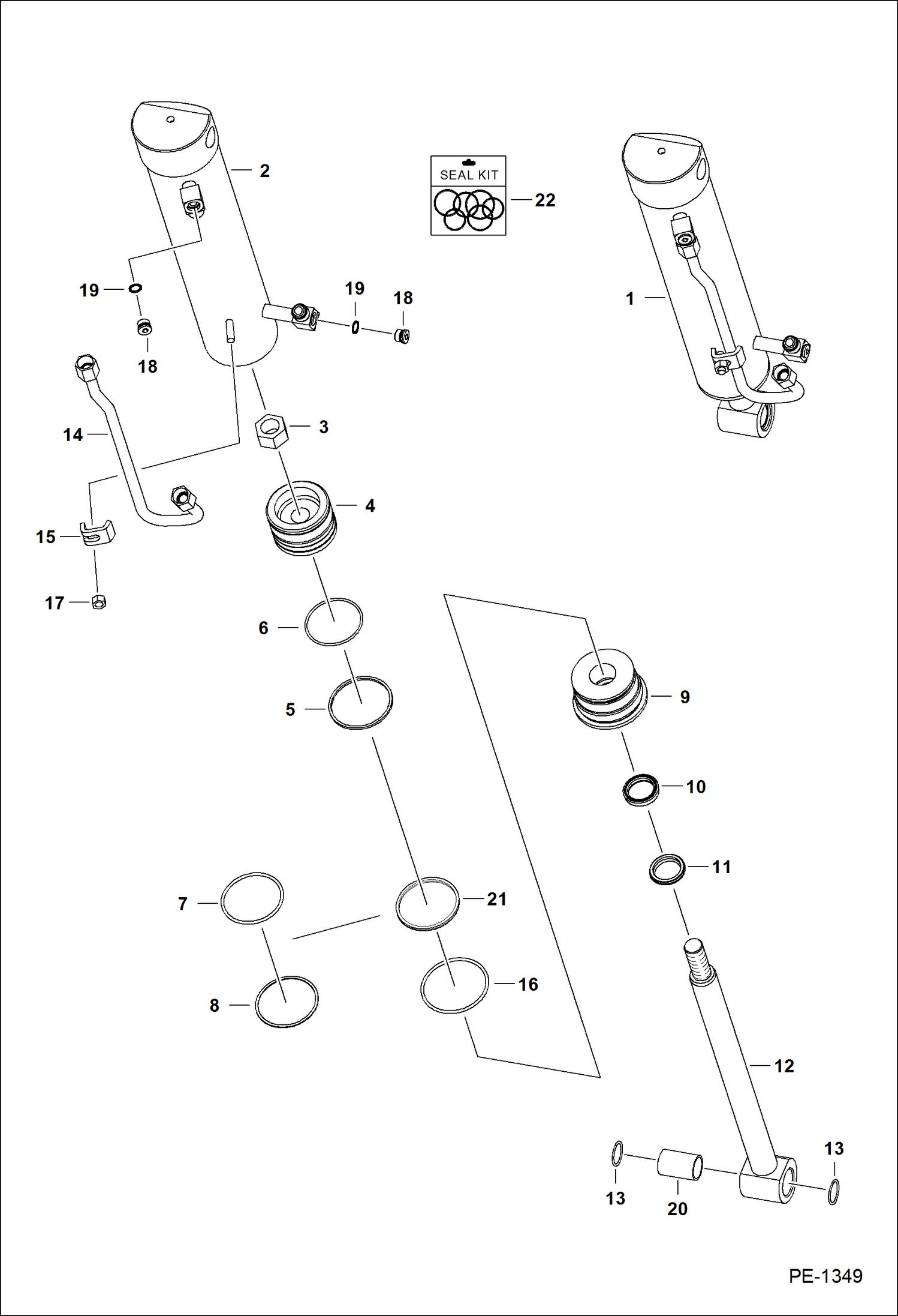 Схема запчастей Bobcat 400s - TILT CYLINDER HYDRAULIC SYSTEM