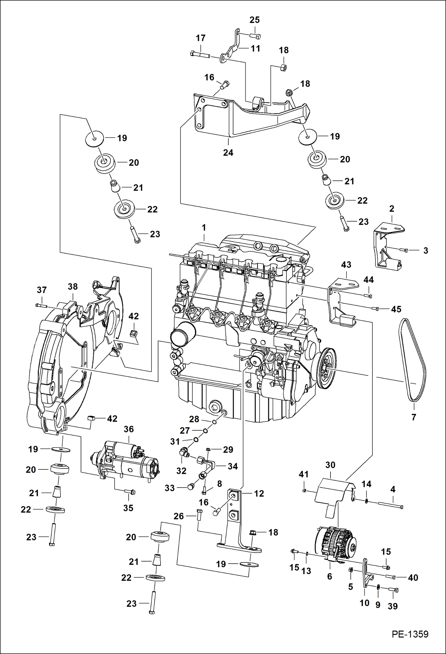 Схема запчастей Bobcat A-Series - ENGINE & ATTACHING PARTS (Engine Mounts) POWER UNIT