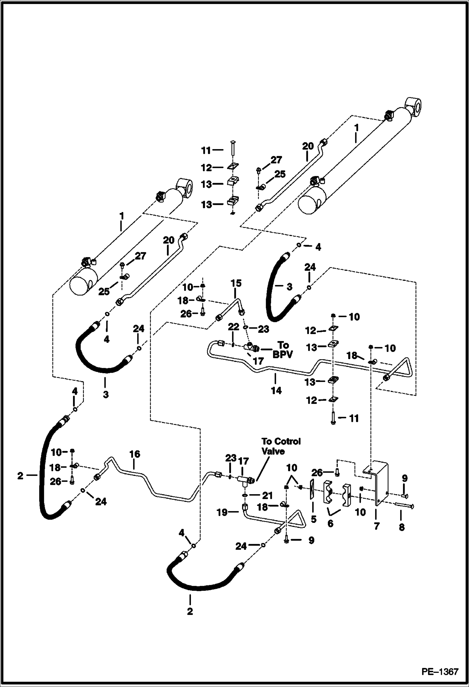 Схема запчастей Bobcat 900s - HYDRAULIC CIRCUITRY (S/N 5622 & Below, 5165 & Below) HYDRAULIC SYSTEM