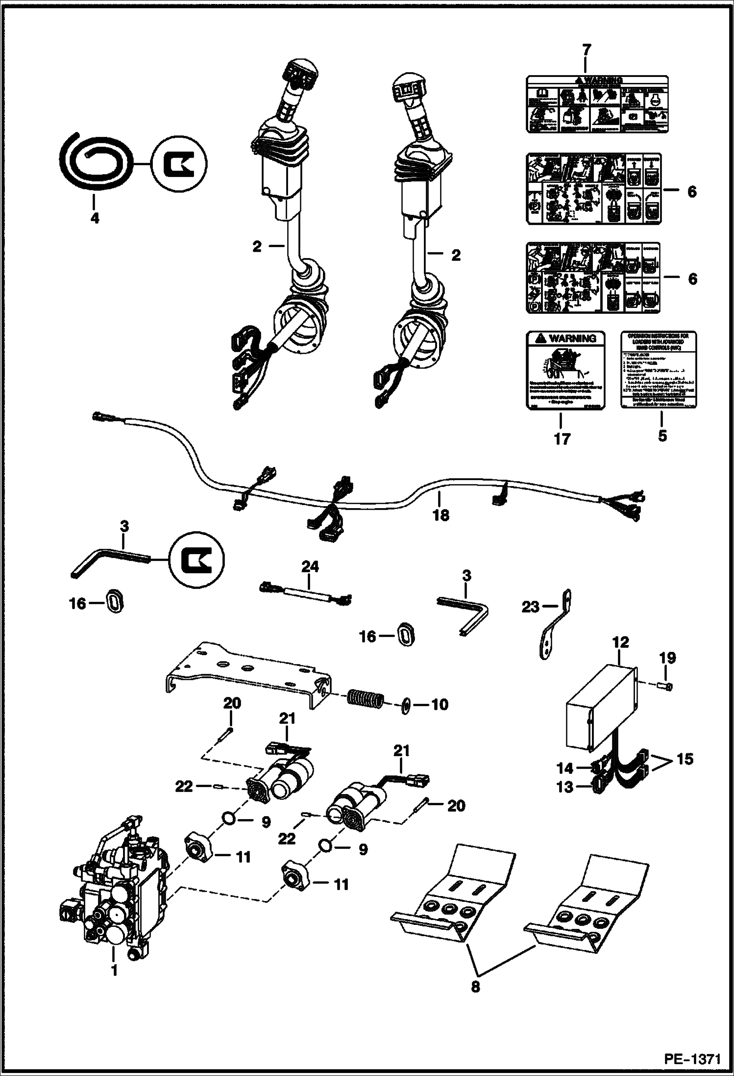 Схема запчастей Bobcat 800s - ELECTRICAL CONTROLS (Advanced Hand Control Option - W/ Push Button Float) ELECTRICAL SYSTEM