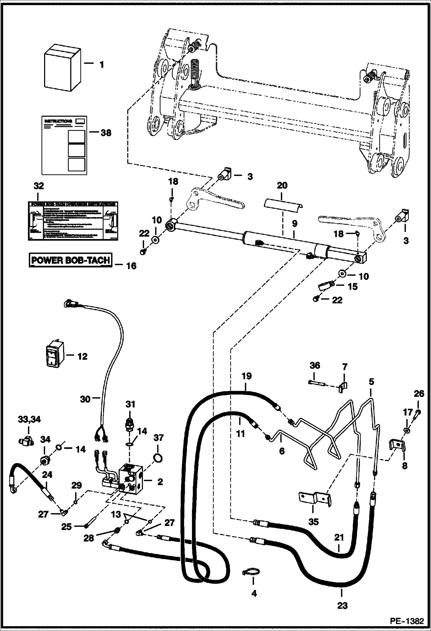 Схема запчастей Bobcat 800s - POWER BOB-TACH KIT (Hydraulic Assisted) (S/N 517912142 & Above, 514241080 & Above, 514149734 Std. Flow & Above, 514149137 Hi Flow & Above) ACCESSORIES & OPTIONS