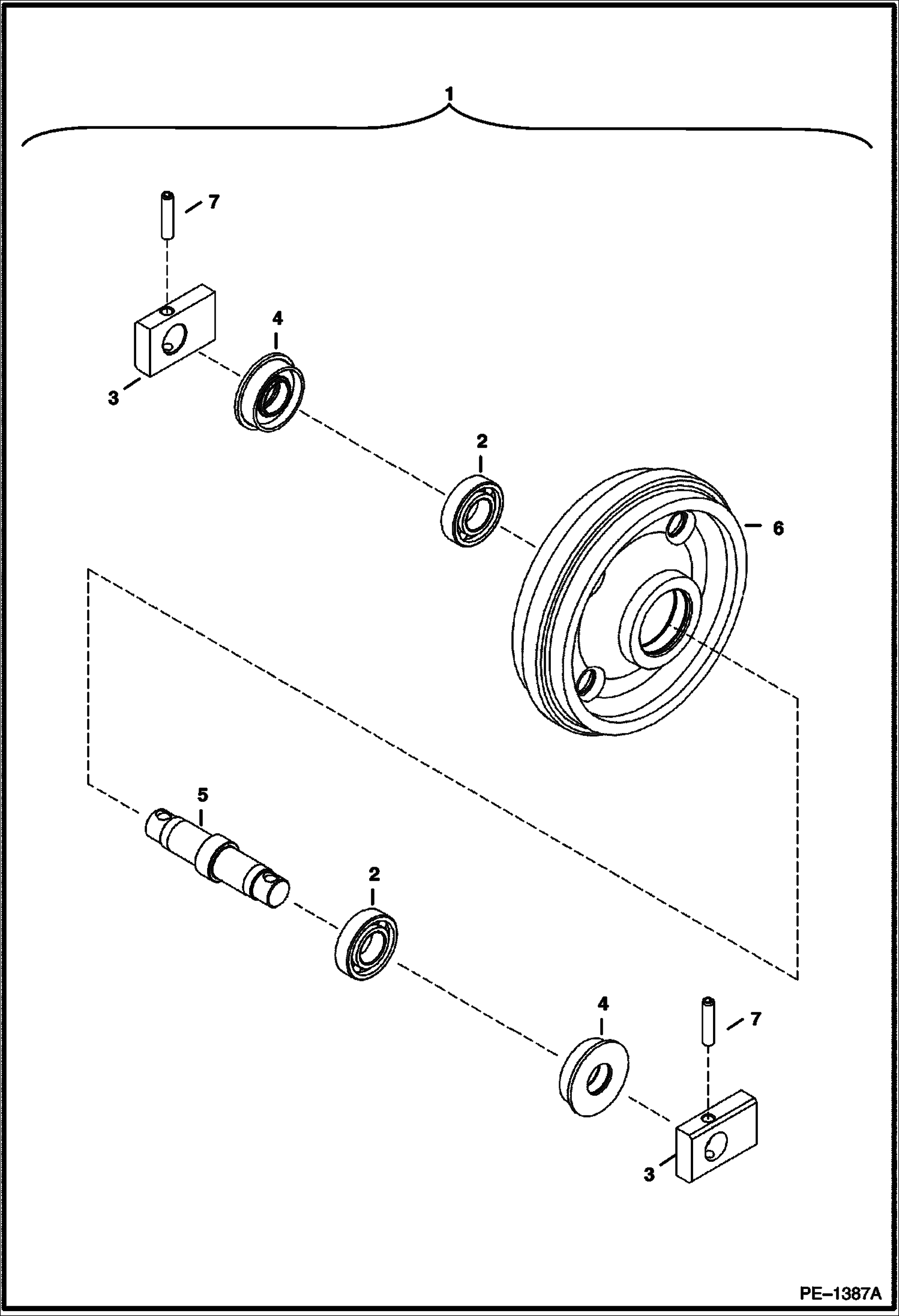 Схема запчастей Bobcat 322 - FRONT IDLER (S/N 2239 & Above, 2240 & Above) UNDERCARRIAGE