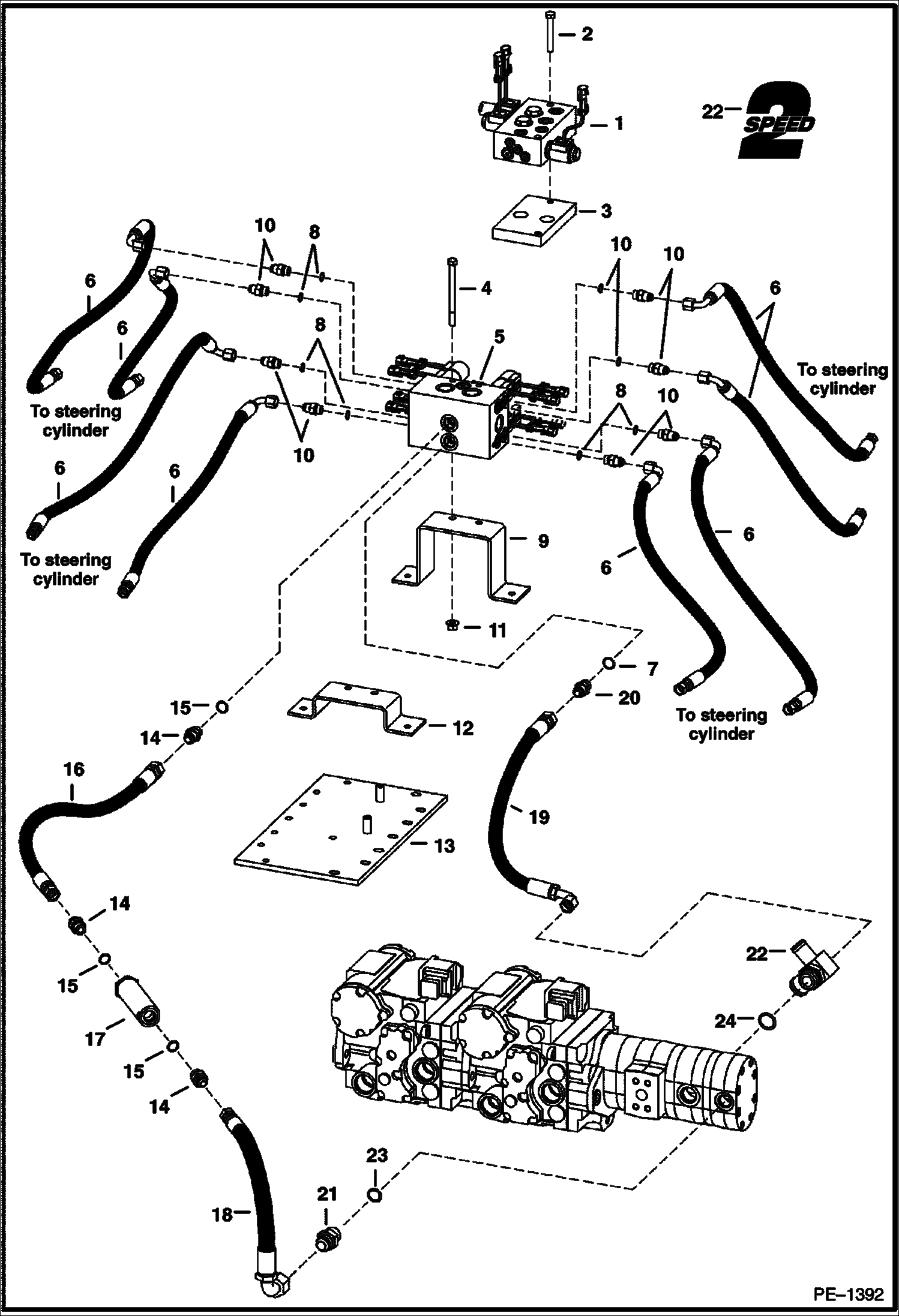 Схема запчастей Bobcat A-Series - HYDROSTATIC CIRCUITRY (Steering Valve) HYDROSTATIC SYSTEM