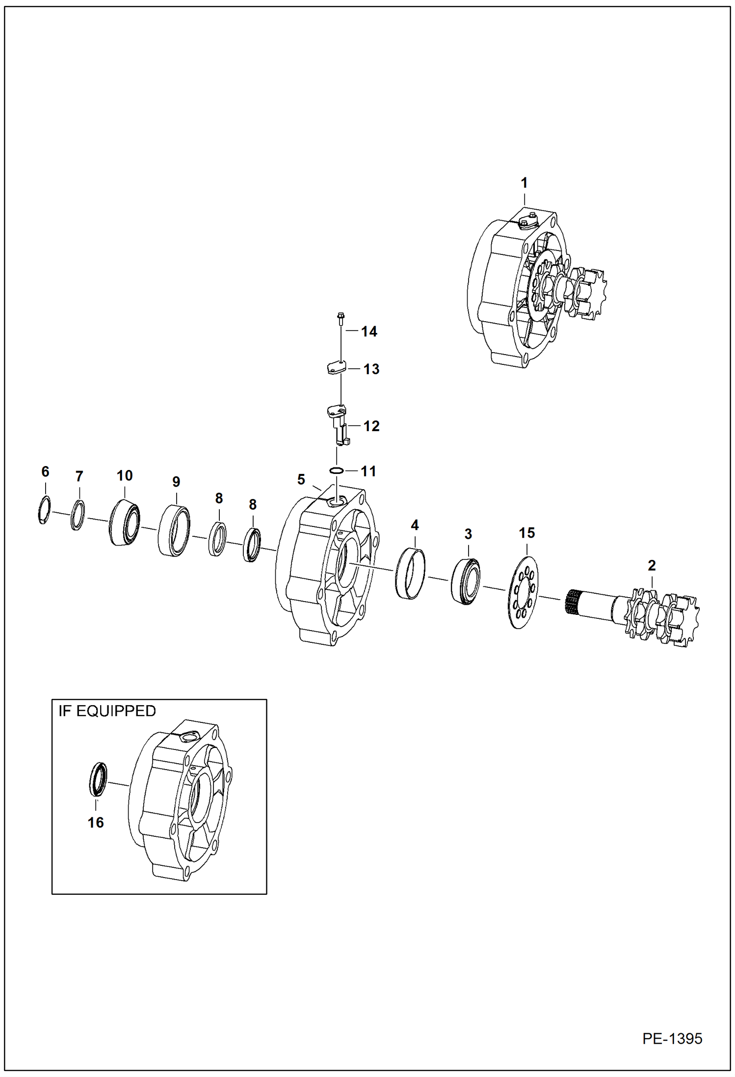 Схема запчастей Bobcat A-Series - MOTOR CARRIER (Drive Motor Mount Assy.) DRIVE TRAIN