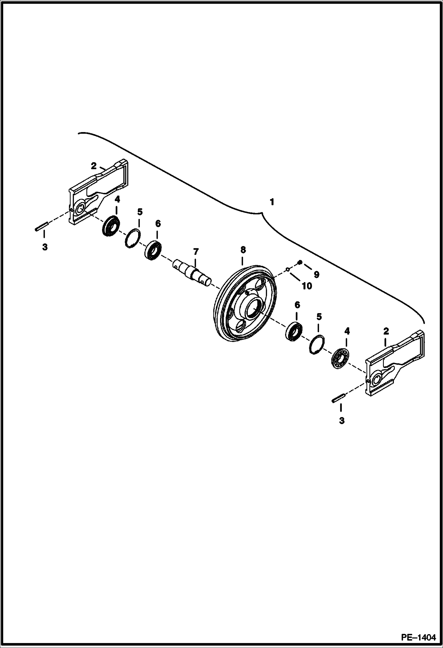 Схема запчастей Bobcat 334 - FRONT IDLER (W/ Holes In Idler) (S/N 232511001-13787, 232711001-11616 & 232611001-12803) UNDERCARRIAGE