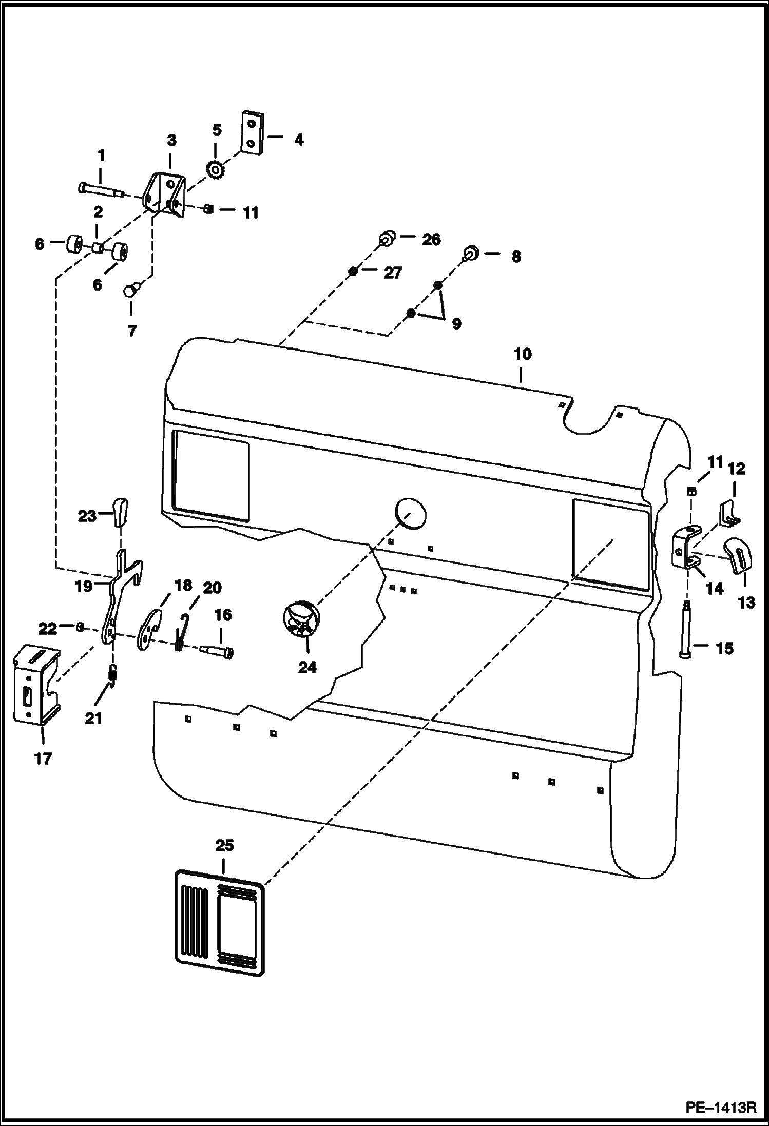 Схема запчастей Bobcat 500s - REAR DOOR (S/N 5163 13551 & Abv, 5164 15035 & Abv) MAIN FRAME