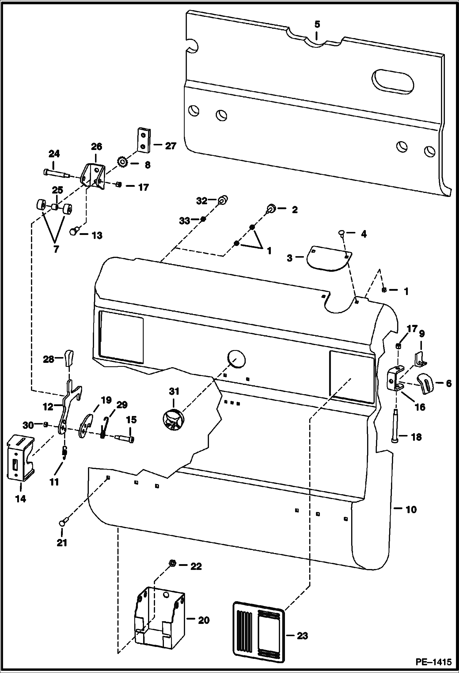 Схема запчастей Bobcat A-Series - REAR DOOR (S/N 5196 11046, 5197 11003 & Abv) MAIN FRAME