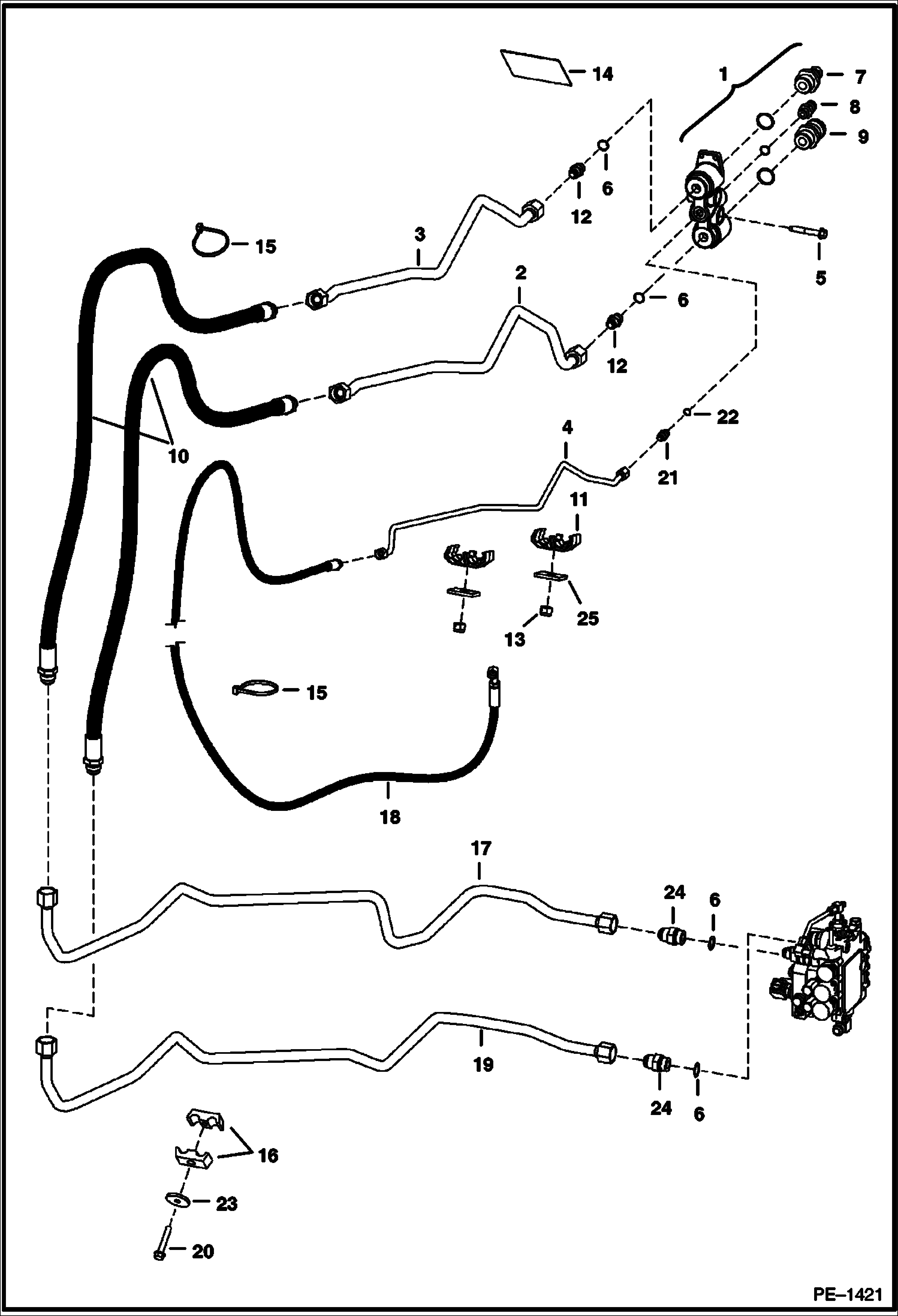 Схема запчастей Bobcat 700s - AUXILIARY HYDRAULICS (W/Pressure Relief) (519212517 & Above, 517621199 & Above, 518012552 & Above, 518112469 & Above, 519024162 & Above) HYDRAULIC SYSTEM