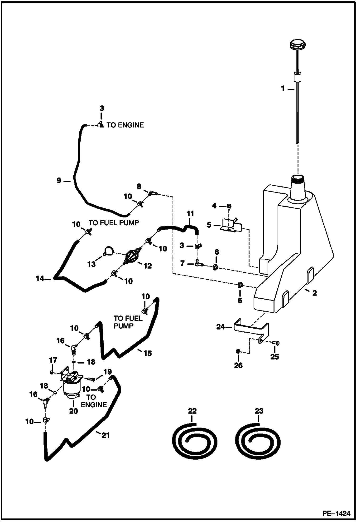 Схема запчастей Bobcat Mini Tracks Loaders - FUEL SYSTEM MAIN FRAME