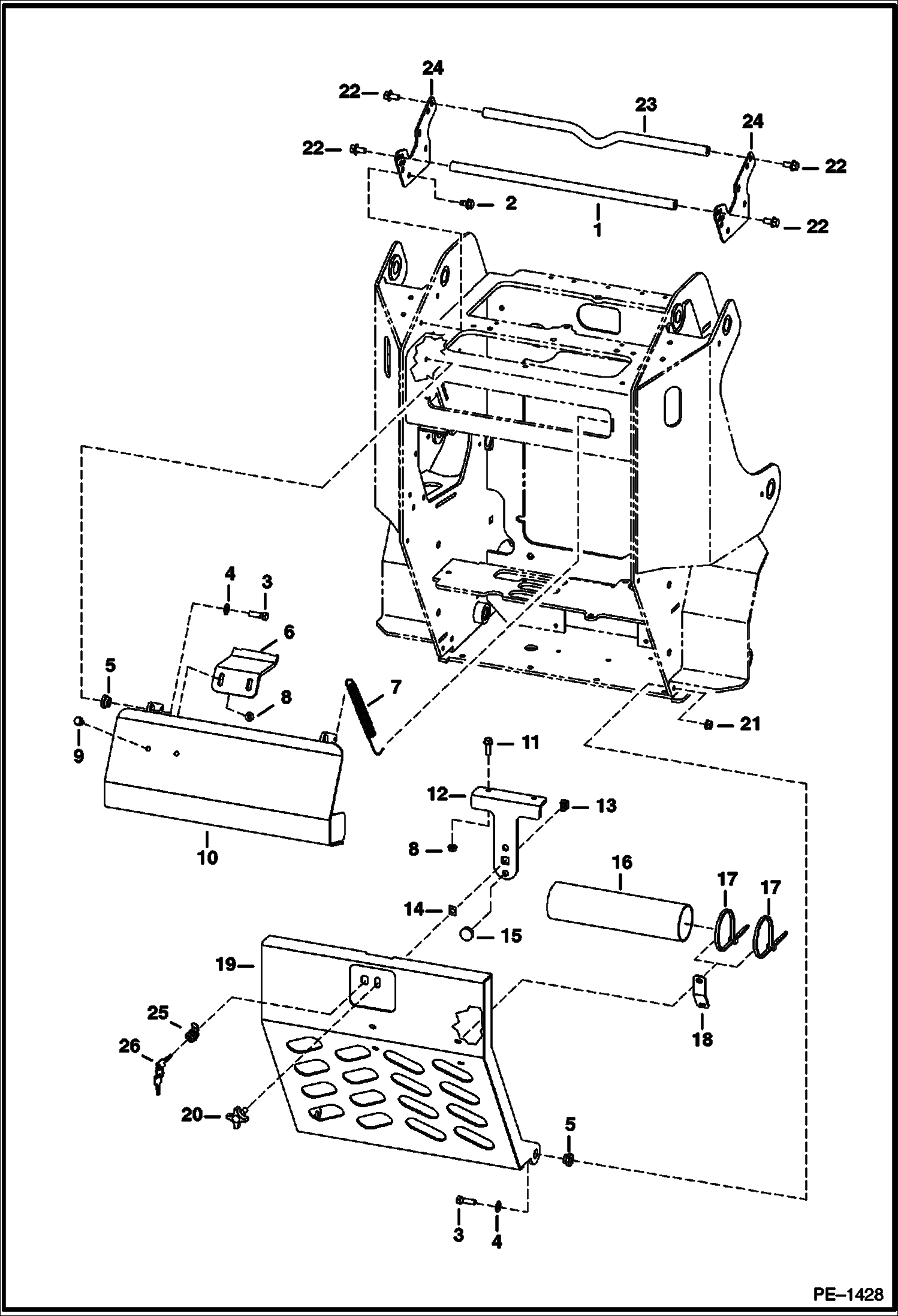 Схема запчастей Bobcat Mini Tracks Loaders - REAR DOOR MAIN FRAME