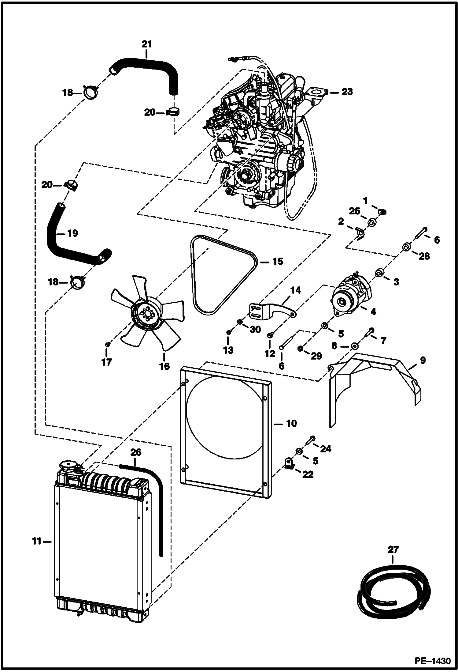 Схема запчастей Bobcat Mini Tracks Loaders - ENGINE & ATTACHING PARTS (Cooling Group) POWER UNIT