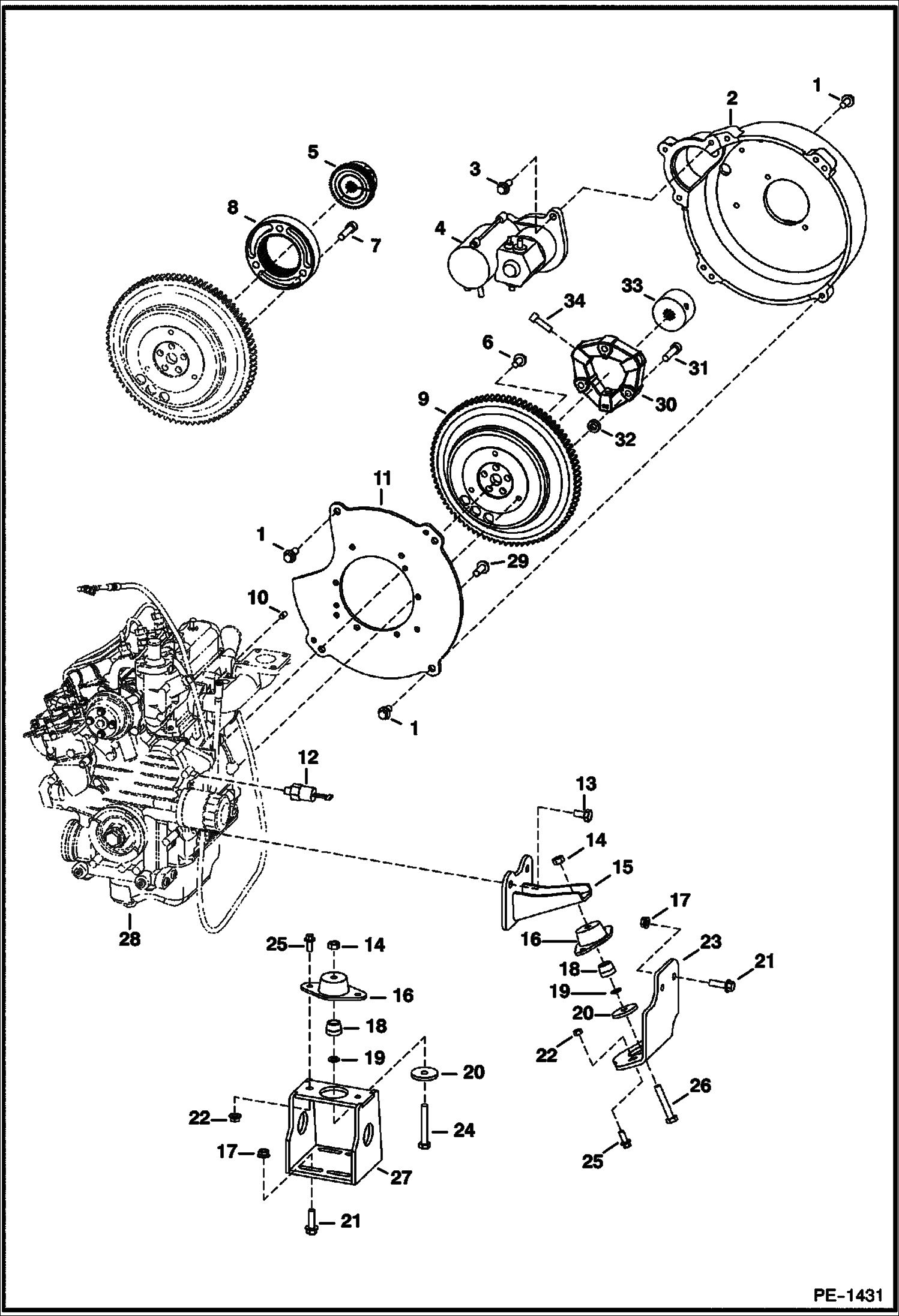 Схема запчастей Bobcat Mini Tracks Loaders - ENGINE & ATTACHING PARTS (Engine Mounts) POWER UNIT