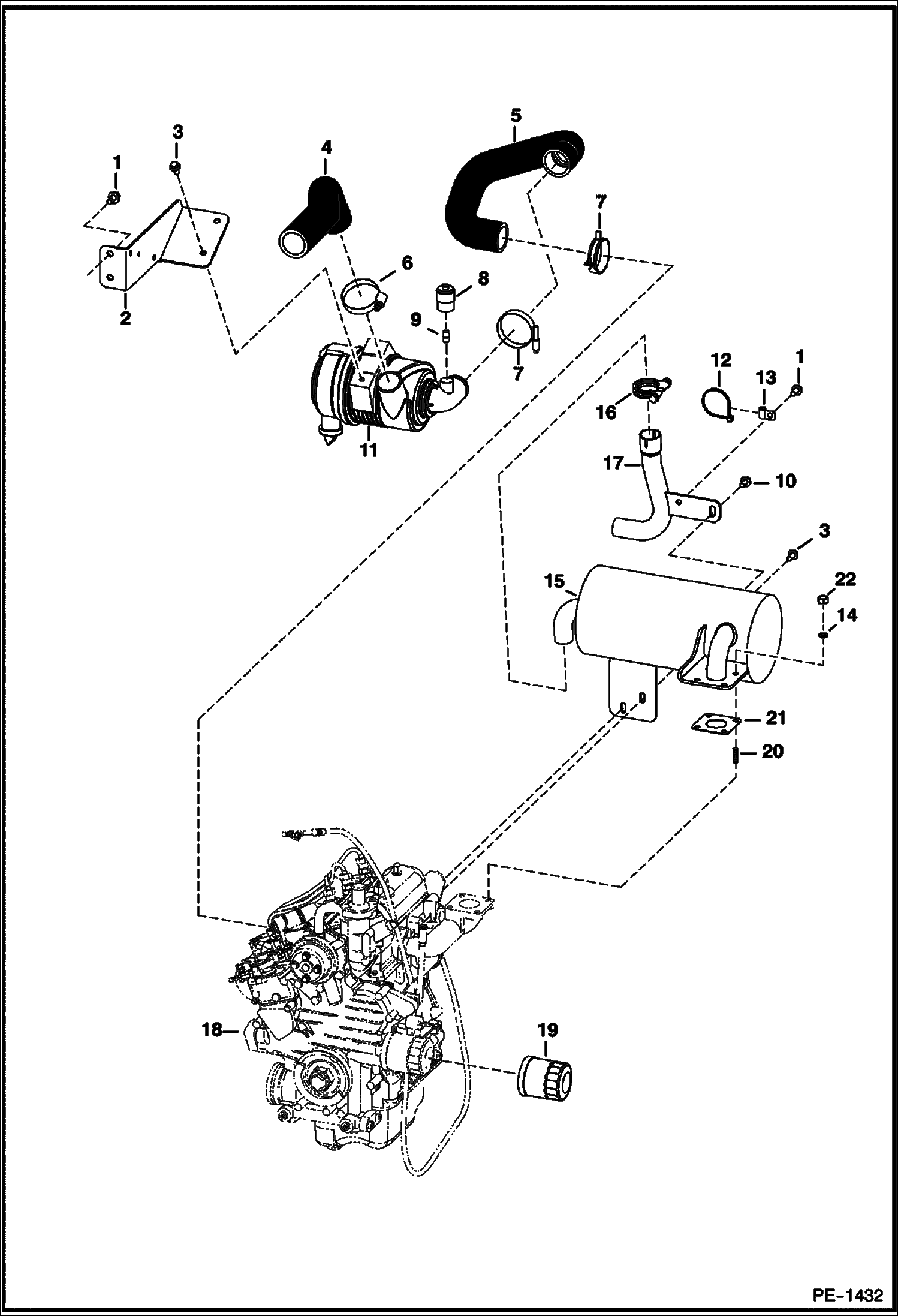 Схема запчастей Bobcat Mini Tracks Loaders - ENGINE & ATTACHING PARTS (Intake & Exhaust) POWER UNIT