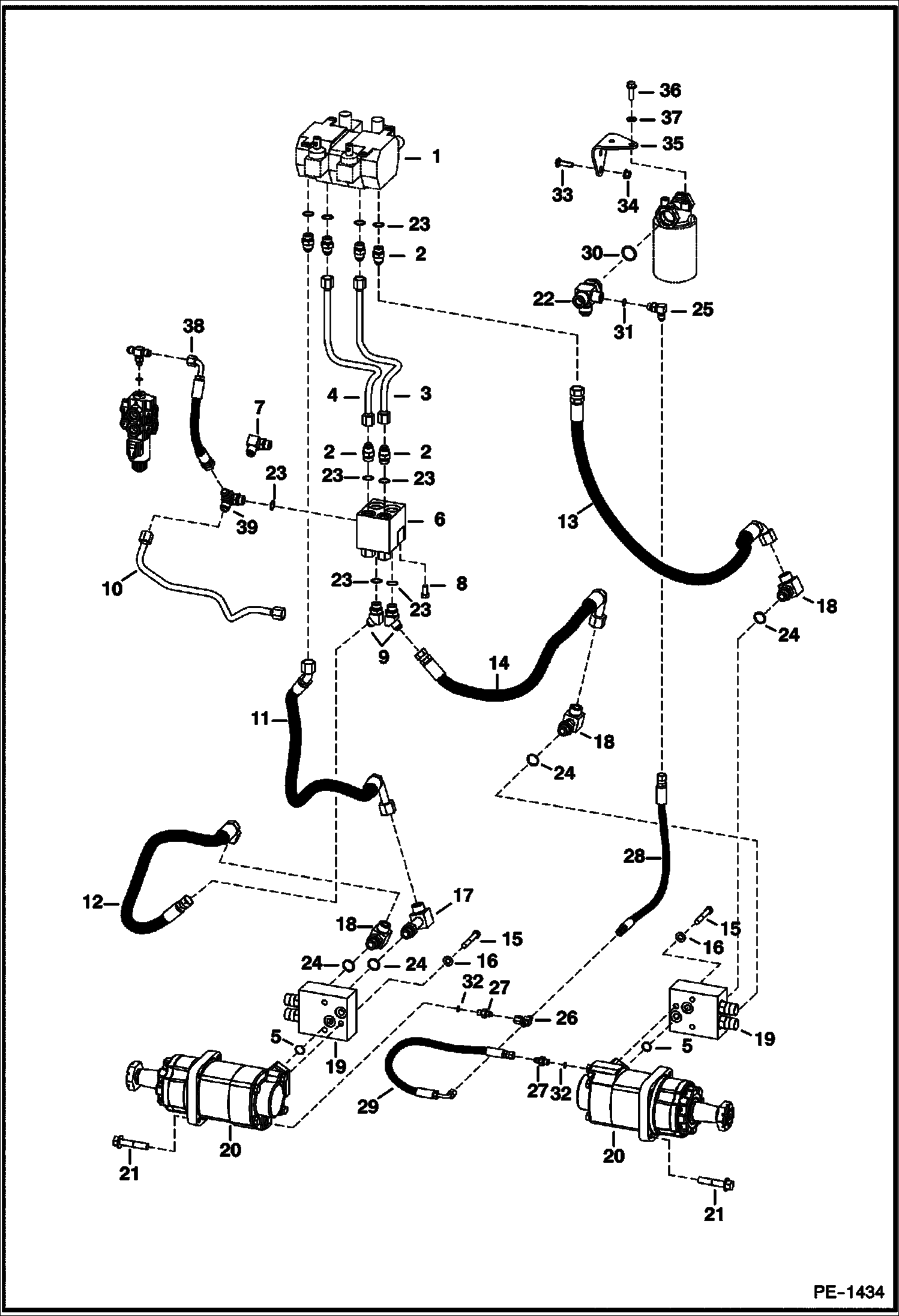 Схема запчастей Bobcat Mini Tracks Loaders - HYDRAULIC CIRCUITRY (Travel Group) HYDRAULIC SYSTEM