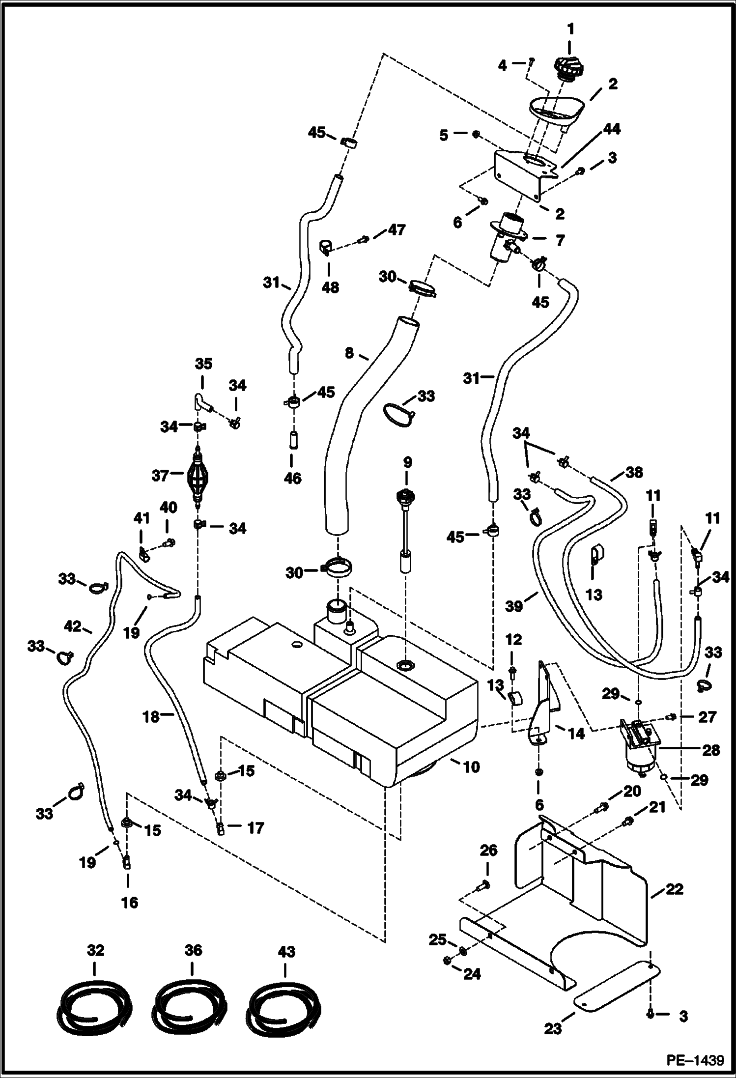 Схема запчастей Bobcat 322 - FUEL SYSTEM (S/N 223811796 & Above, 223513018 & Above, 223911001 & Above, 224011001 & Above) POWER UNIT