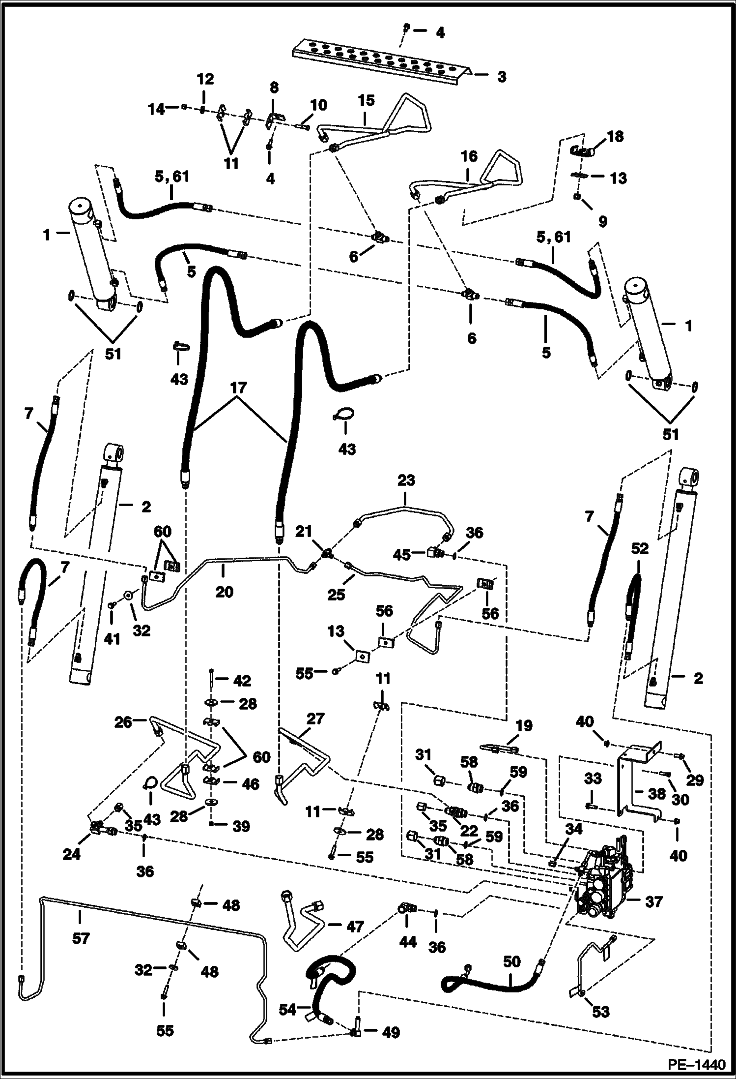 Схема запчастей Bobcat S-Series - HYDRAULIC CIRCUITRY (W/O BPV) S/N 5252 14999 & Bel, 5253 14999 & Bel, 5250 14999 & Bel, 5251 14999 & Bel HYDRAULIC SYSTEM