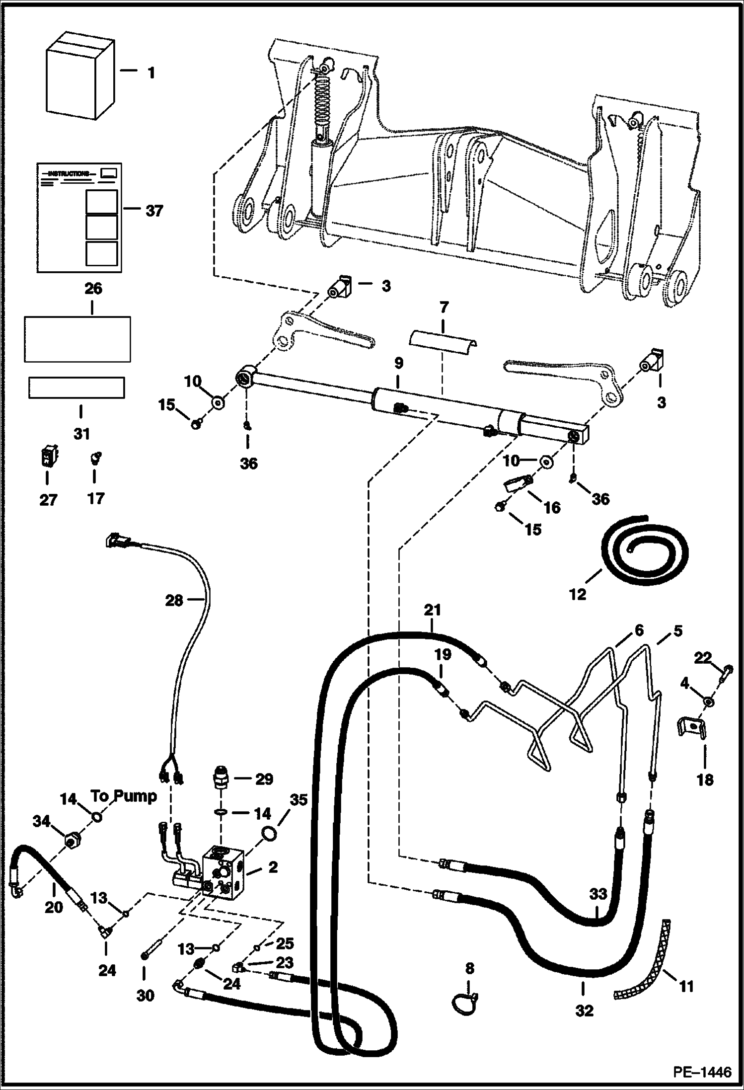 Схема запчастей Bobcat T-Series - POWER BOB-TACH KIT (Cast Iron Gear Pump) (S/N 518916261-518918063, 516815101-516815132, 517515147-517515267) ACCESSORIES & OPTIONS