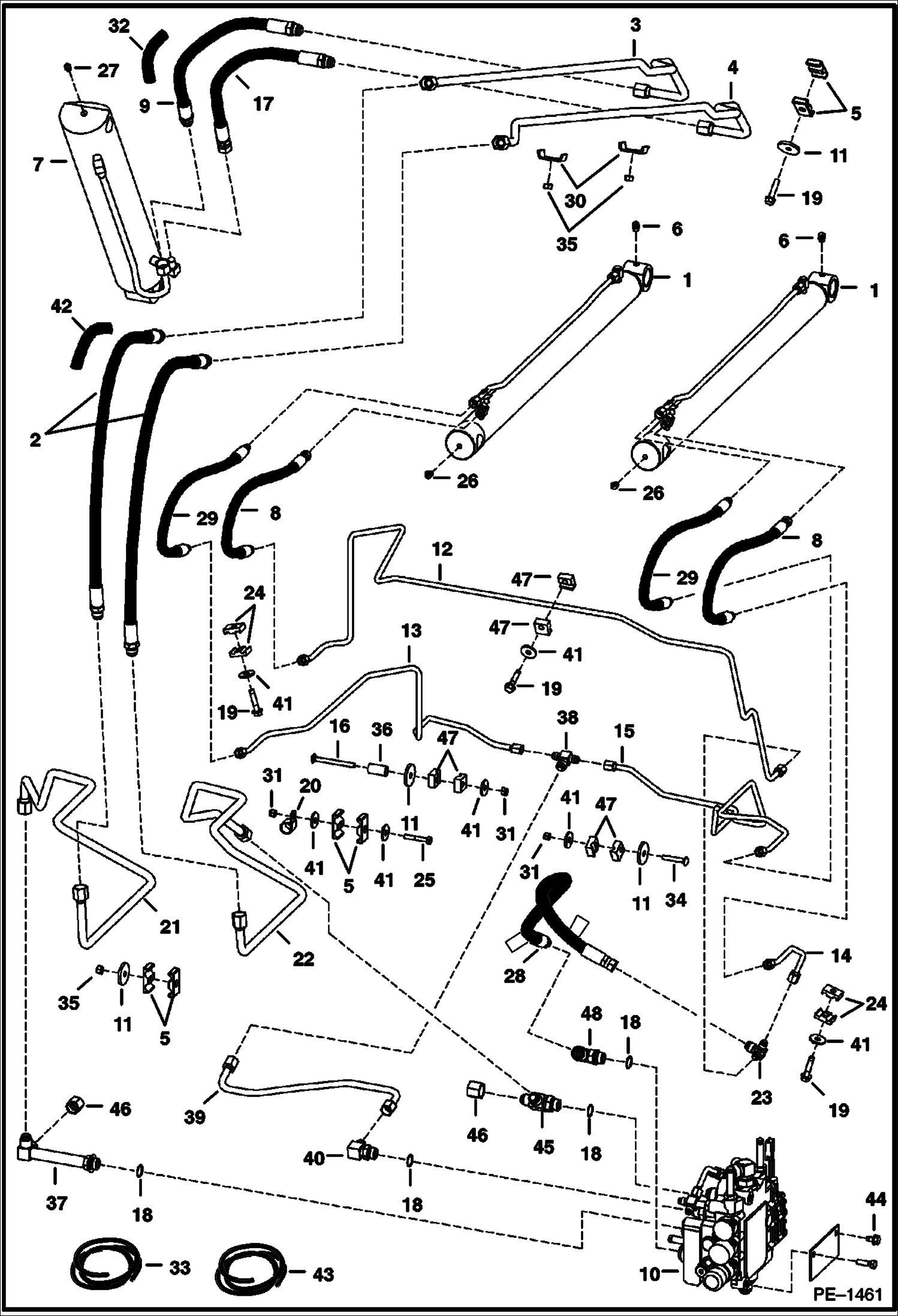 Схема запчастей Bobcat 700s - HYDRAULIC CIRCUITRY (W/O Bucket Positioning Valve) (S/N 5158 40212 & Abv, 5162 23852 & Abv) HYDRAULIC SYSTEM