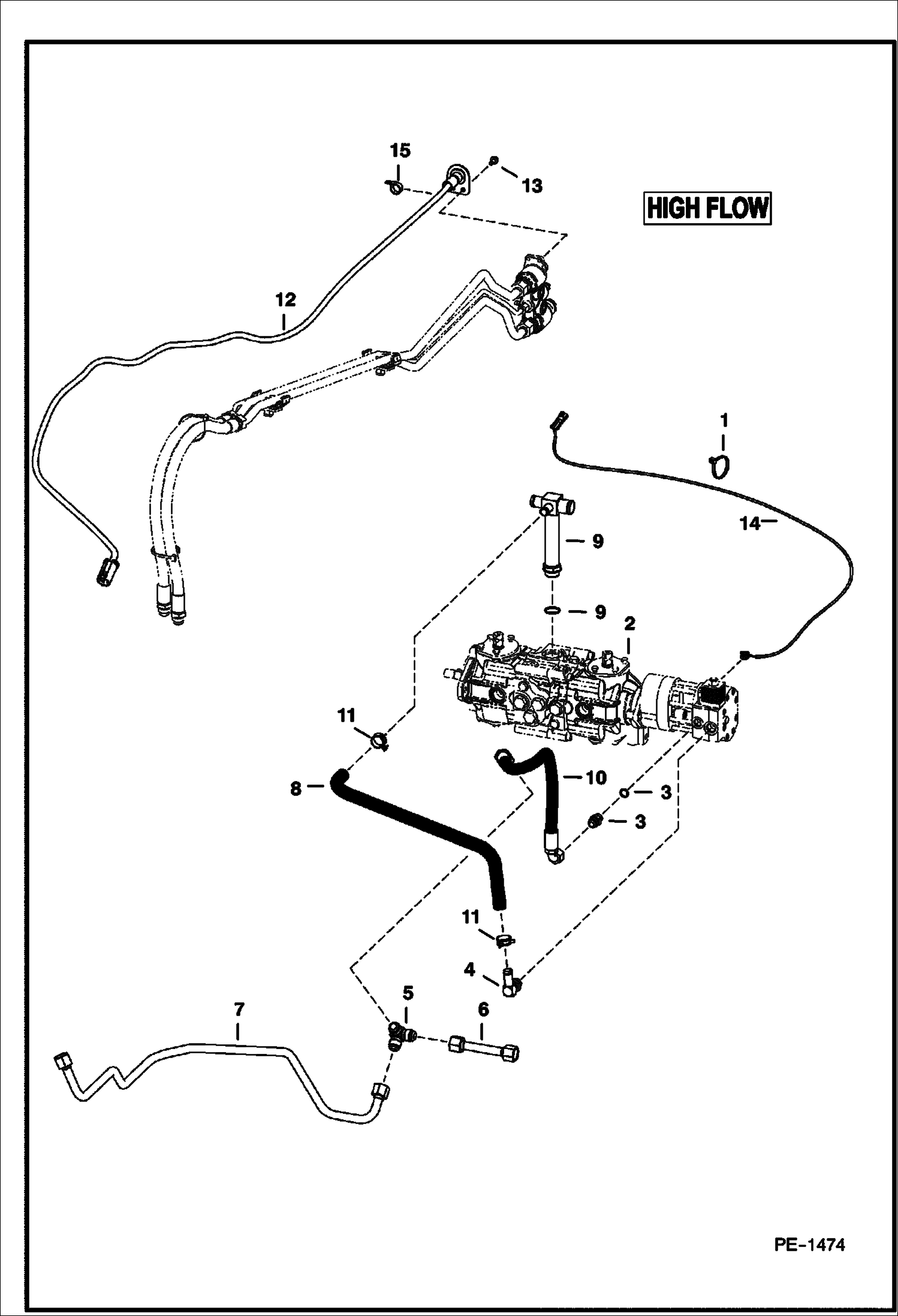 Схема запчастей Bobcat 800s - HIGH HORSEPOWER HYDRAULICS (S/N 5189 16428, 5175 15147 & Above) HIGH FLOW HYDRAULICS