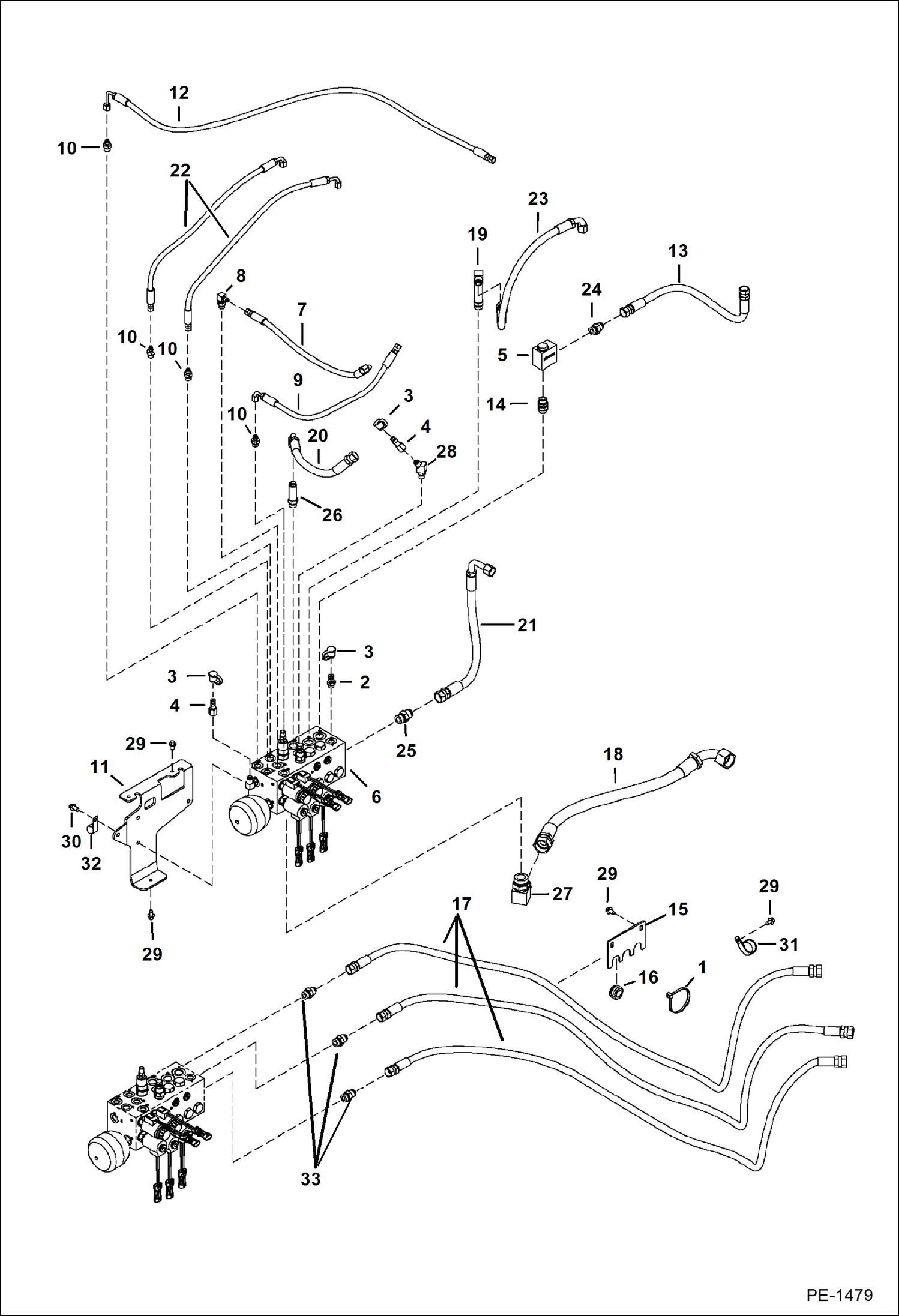 Схема запчастей Bobcat 325 - HYDRAULIC CIRCUITRY (S/N 232312387 & Above, 232412130 & Above) HYDRAULIC SYSTEM