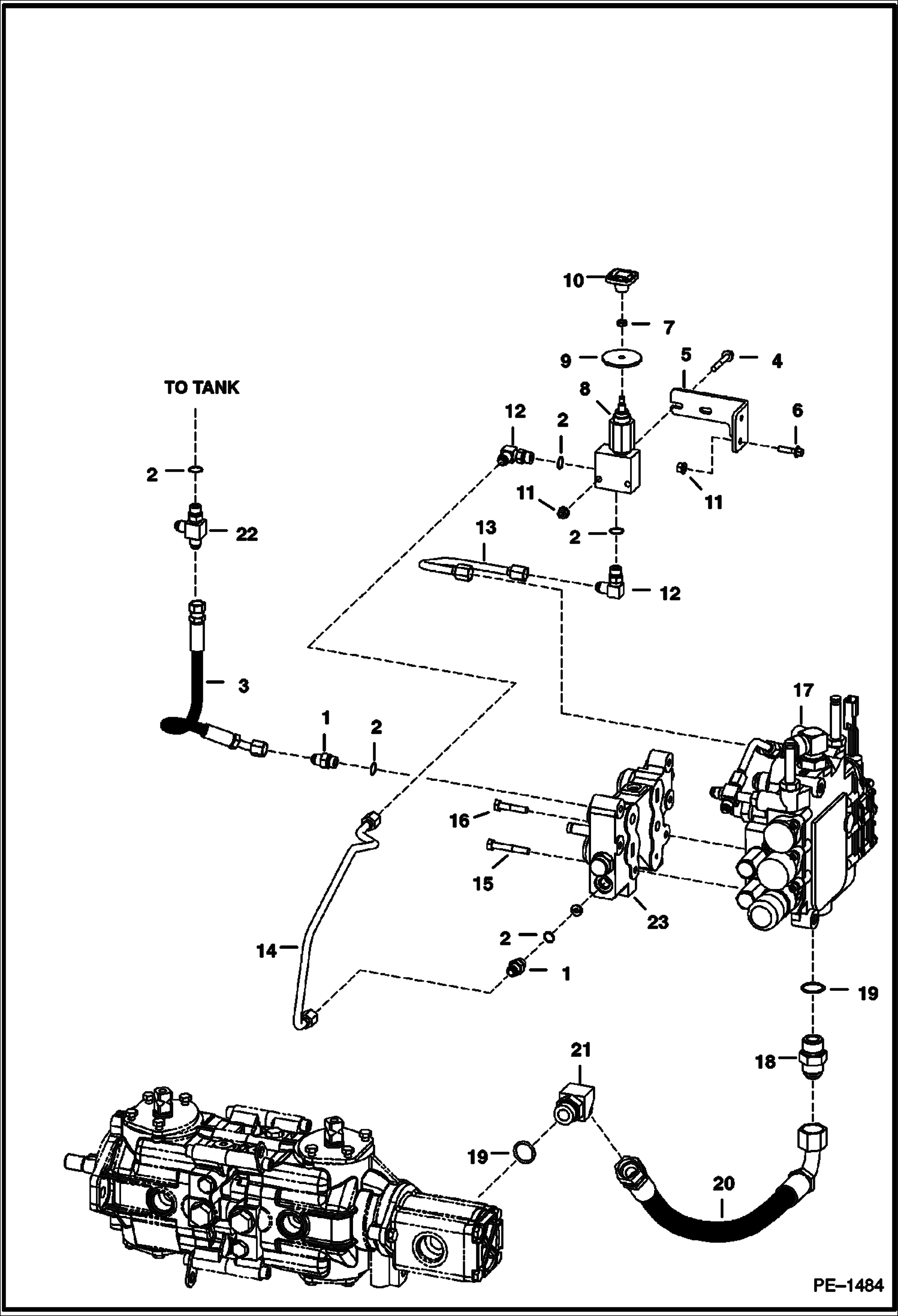 Схема запчастей Bobcat 700s - MANUAL LIFT RELEASE SYSTEM (S/N 5122 64900 - , 5124 52200 - ) HYDRAULIC SYSTEM