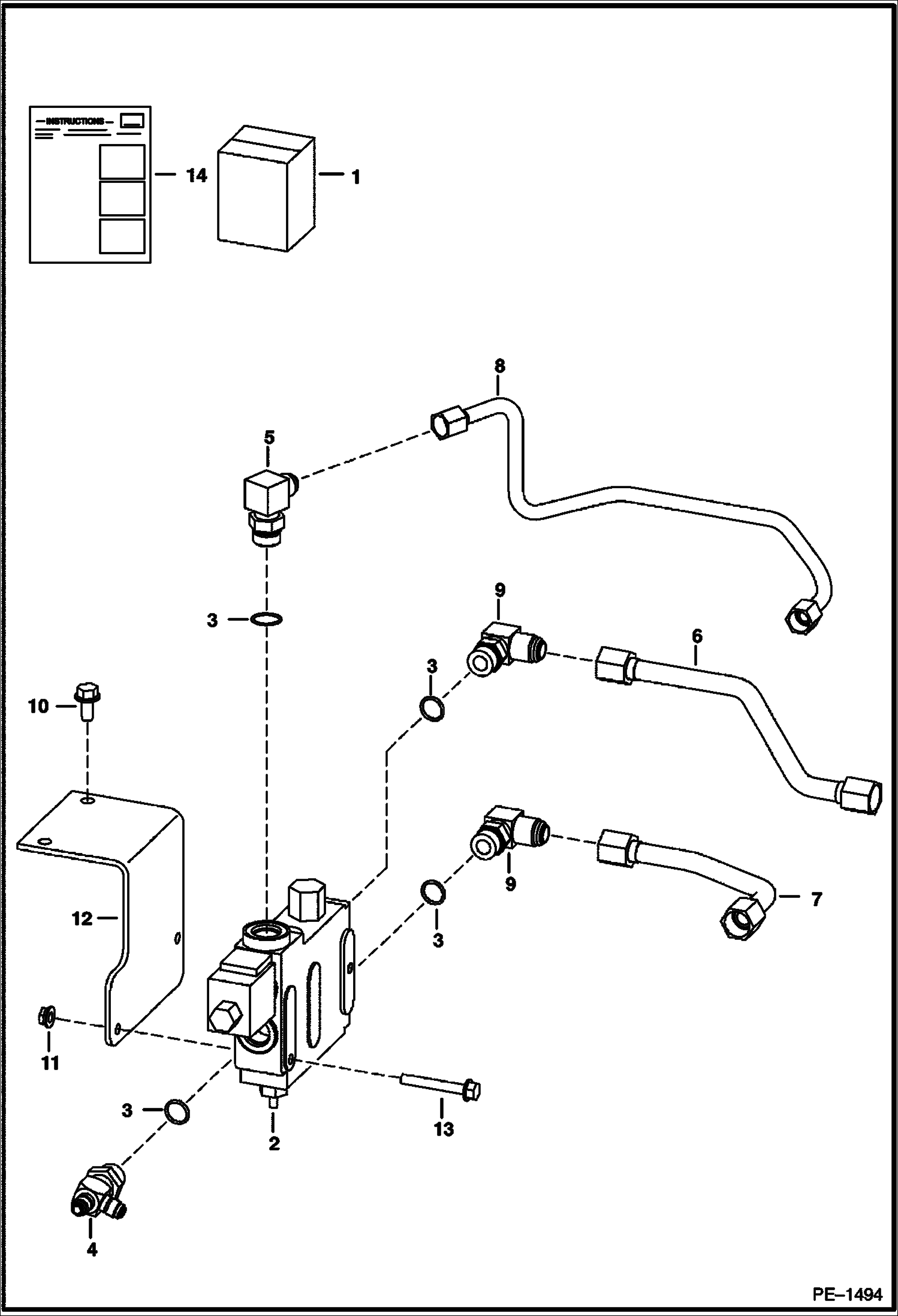 Схема запчастей Bobcat S-Series - BUCKET POSITIONING VALVE KIT ACCESSORIES & OPTIONS