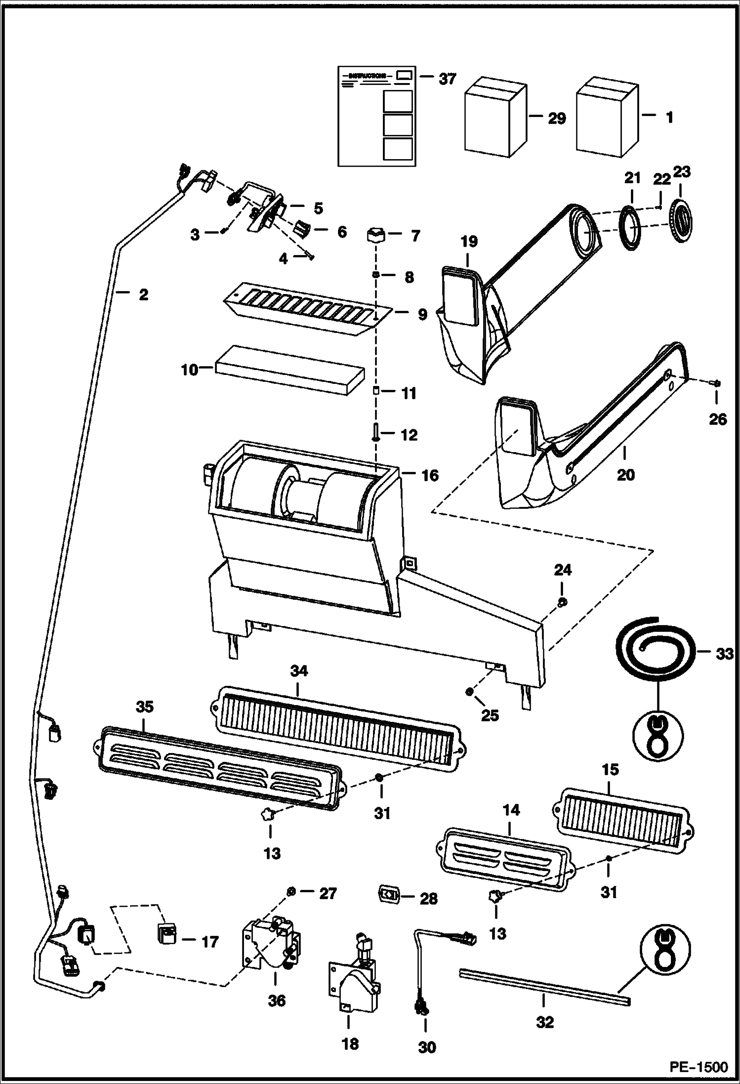 Схема запчастей Bobcat T-Series - HEATER & A/C (Heater Kit) (For Threaded Heater Valve) ACCESSORIES & OPTIONS