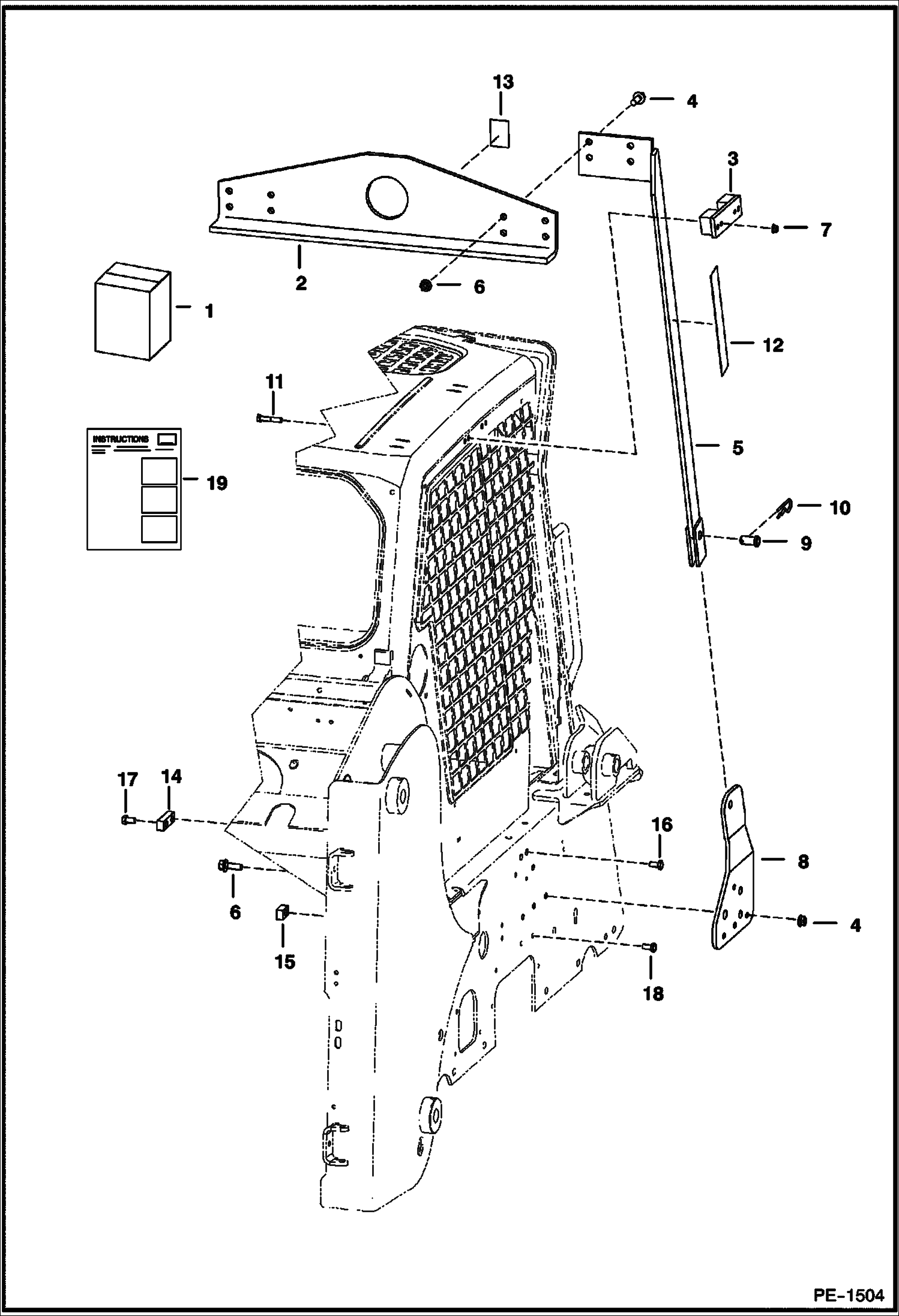 Схема запчастей Bobcat 700s - LIFT KIT (Single Point) (For Use W/O Window Rib Kit) ACCESSORIES & OPTIONS